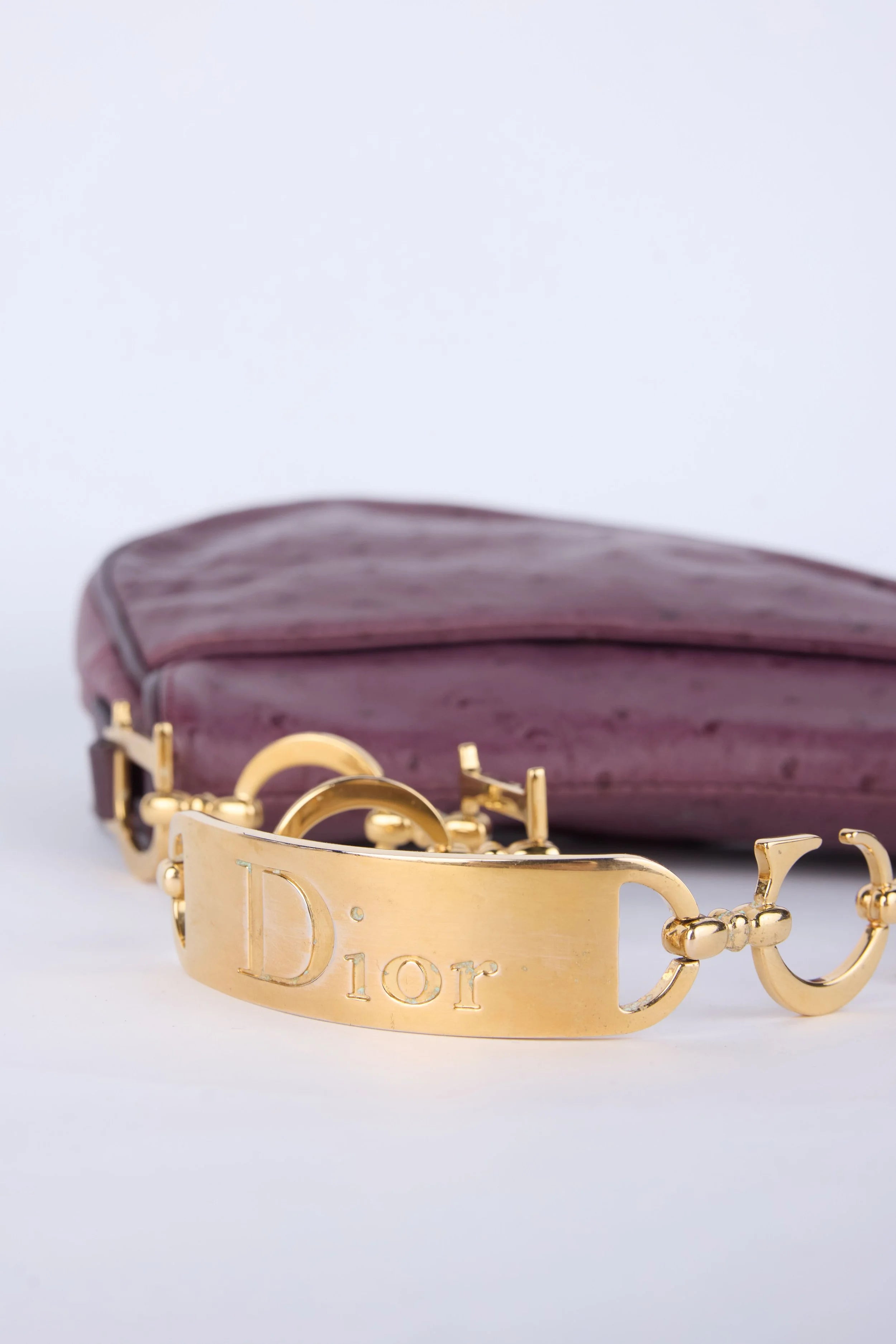 RARE DIOR OSTRICH PURPLE MINI SADDLE