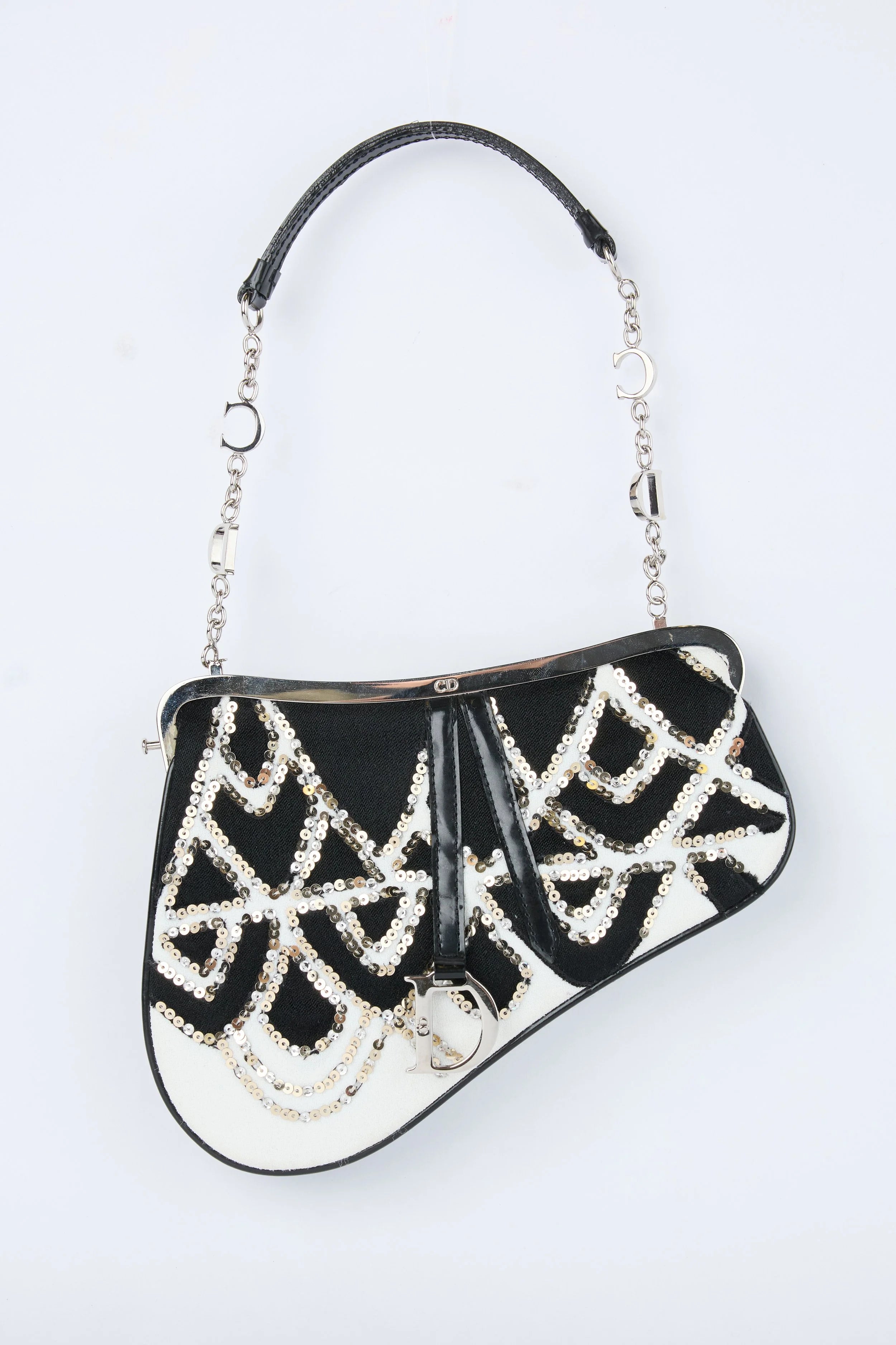 DIOR BLACK AND WHITE SEQUIN EVENING BAG
