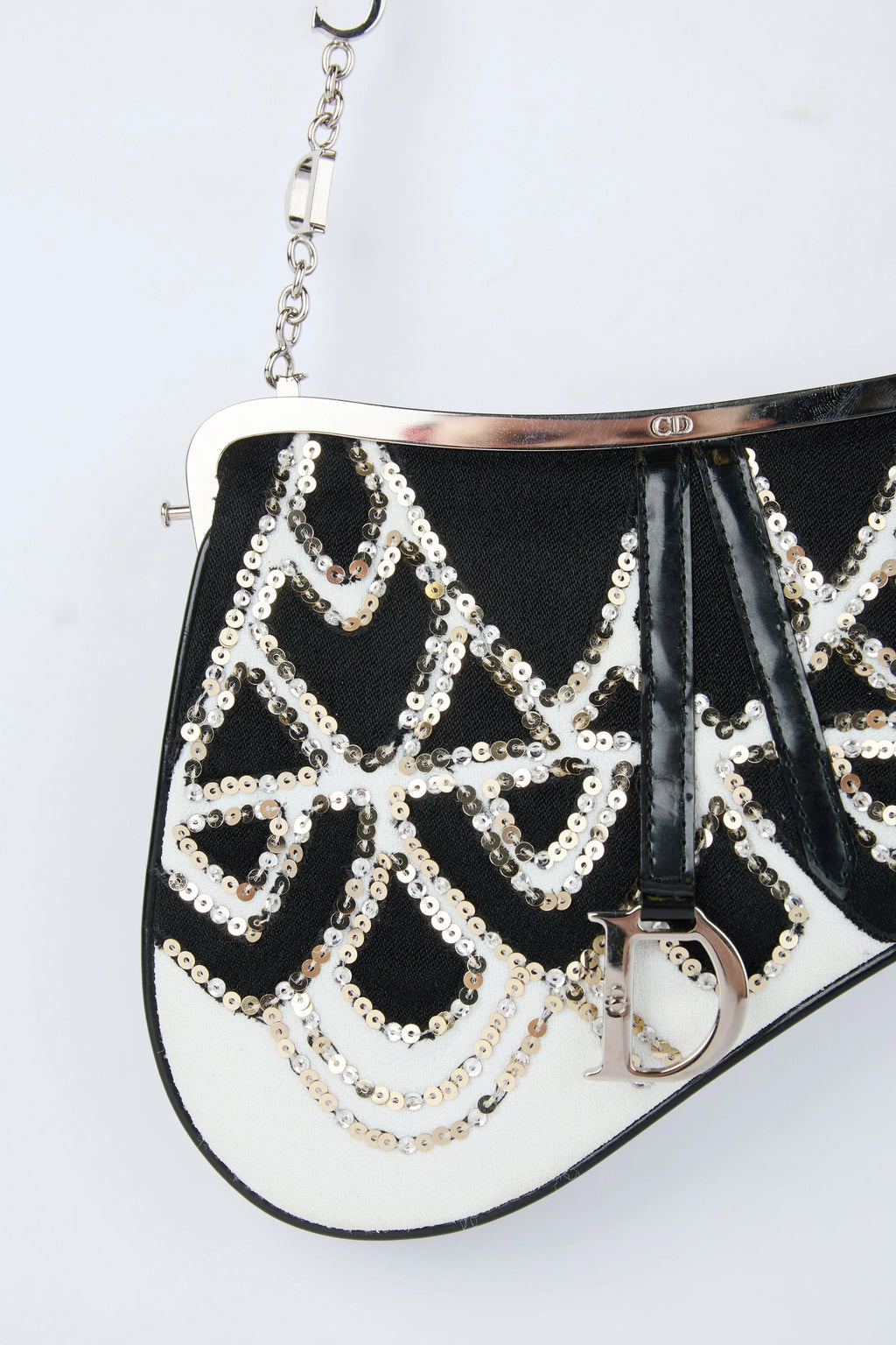 DIOR BLACK AND WHITE SEQUIN EVENING BAG