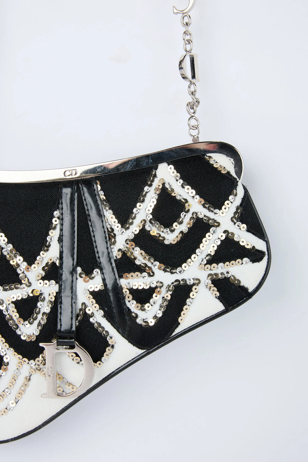 DIOR BLACK AND WHITE SEQUIN EVENING BAG