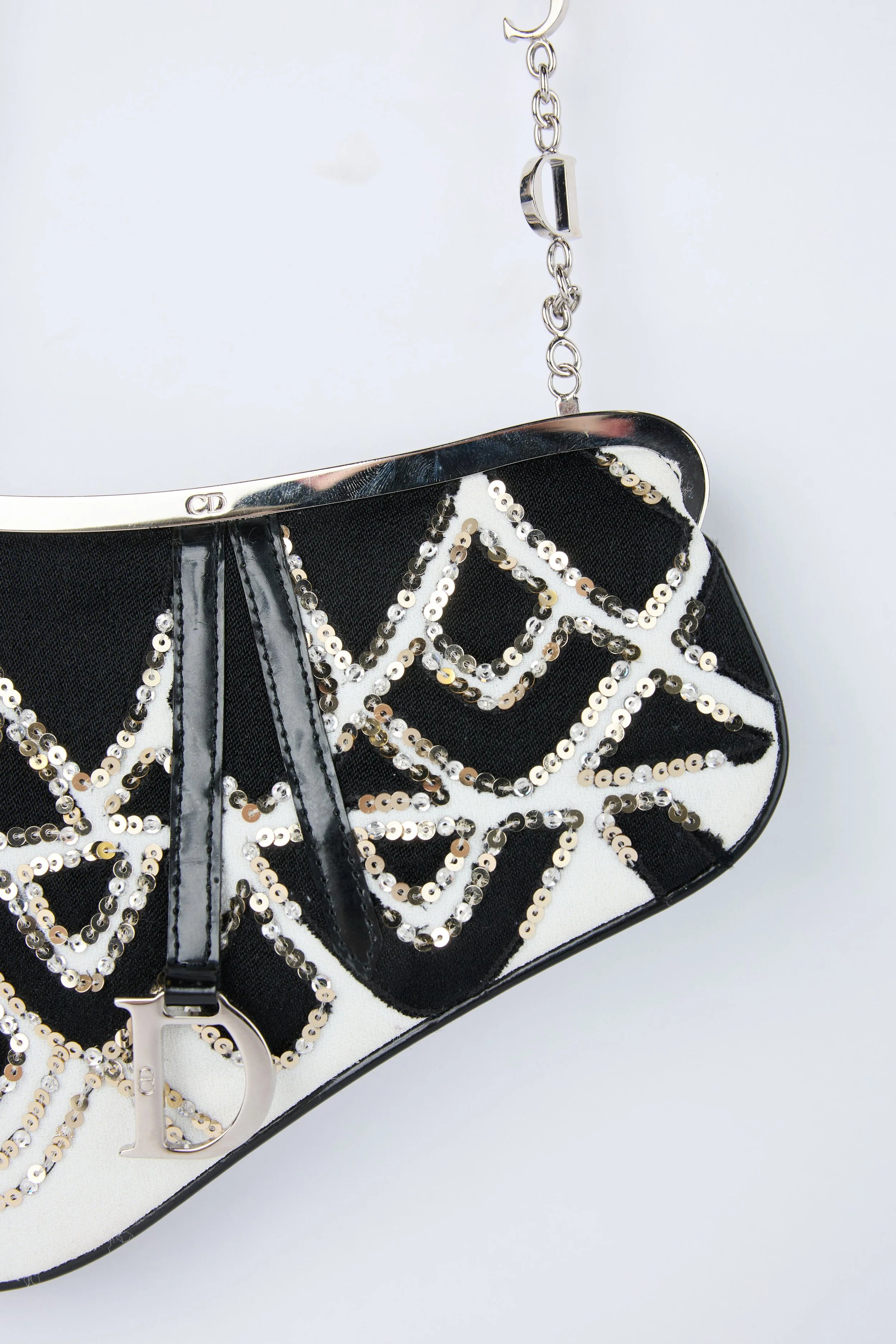 DIOR BLACK AND WHITE SEQUIN EVENING BAG
