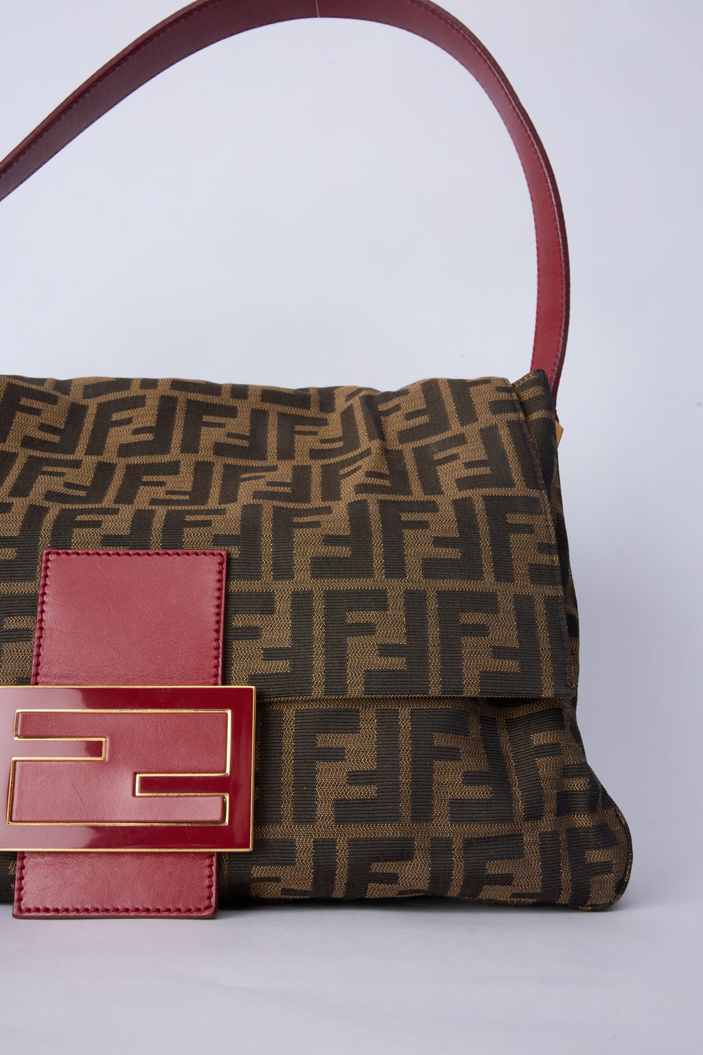 FENDI ZUCCA RED ENAMEL MAMMA BAGUETTE