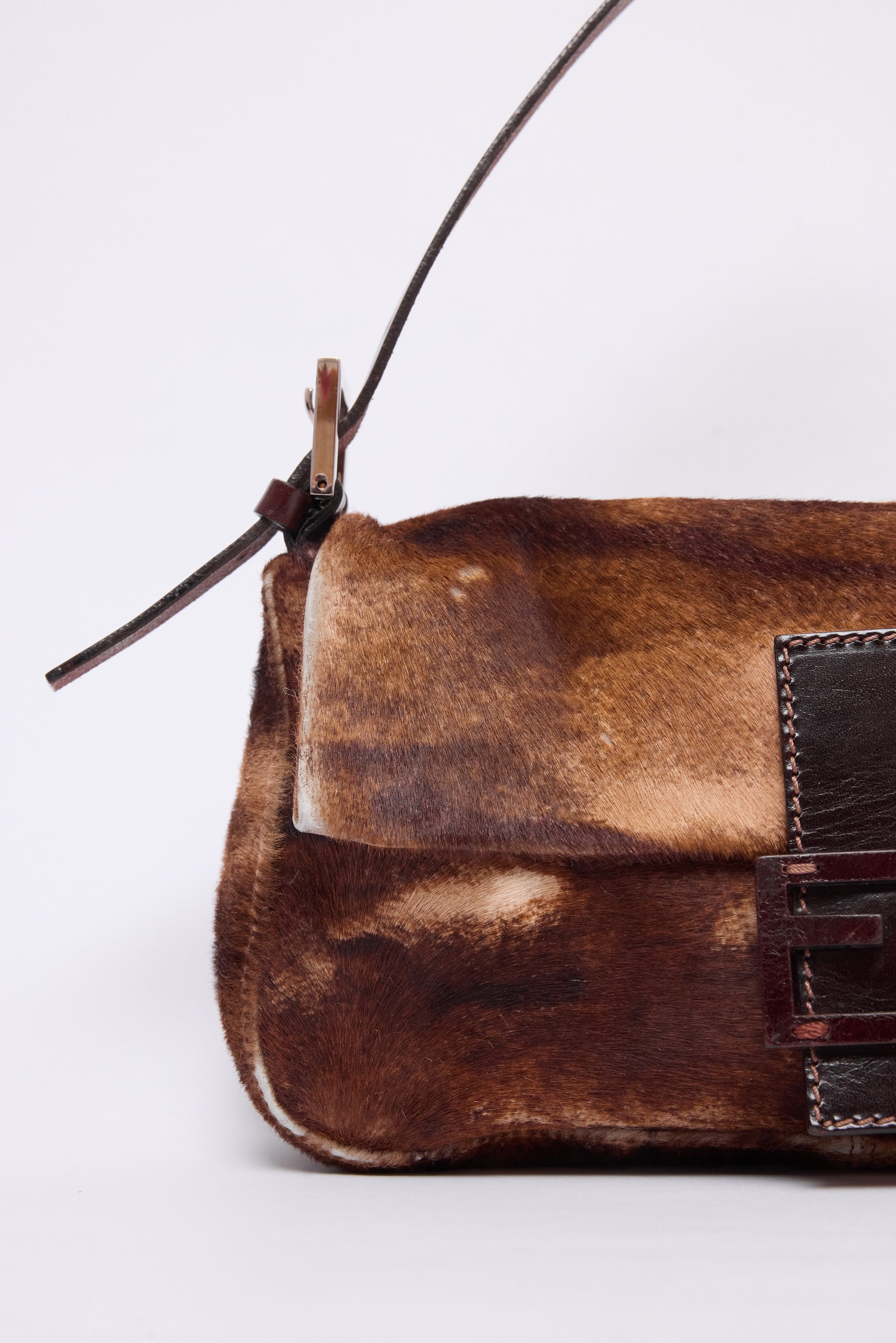 FENDI BROWN PONYHAIR BAGUETTE