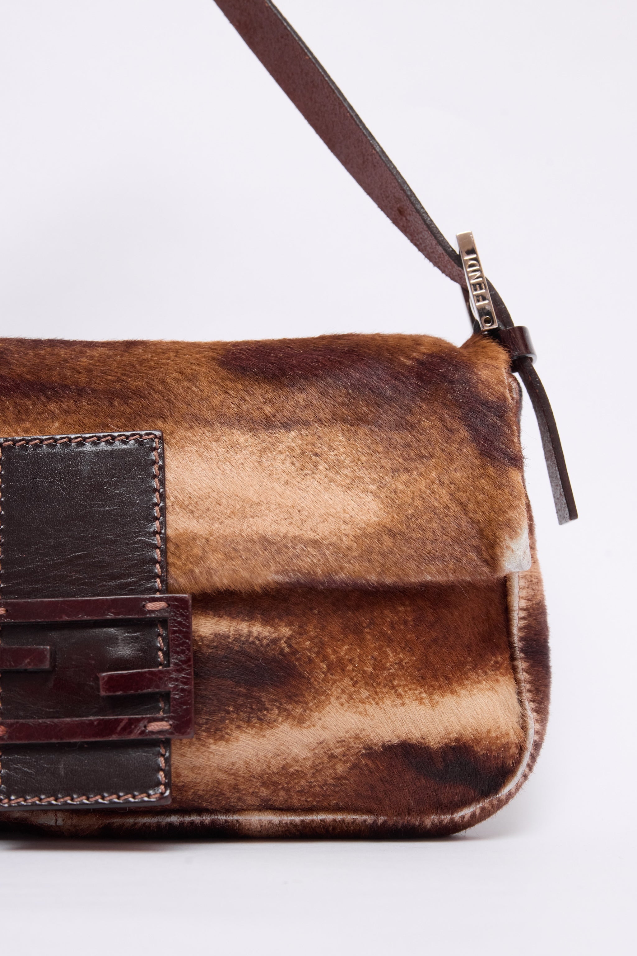 FENDI BROWN PONYHAIR BAGUETTE