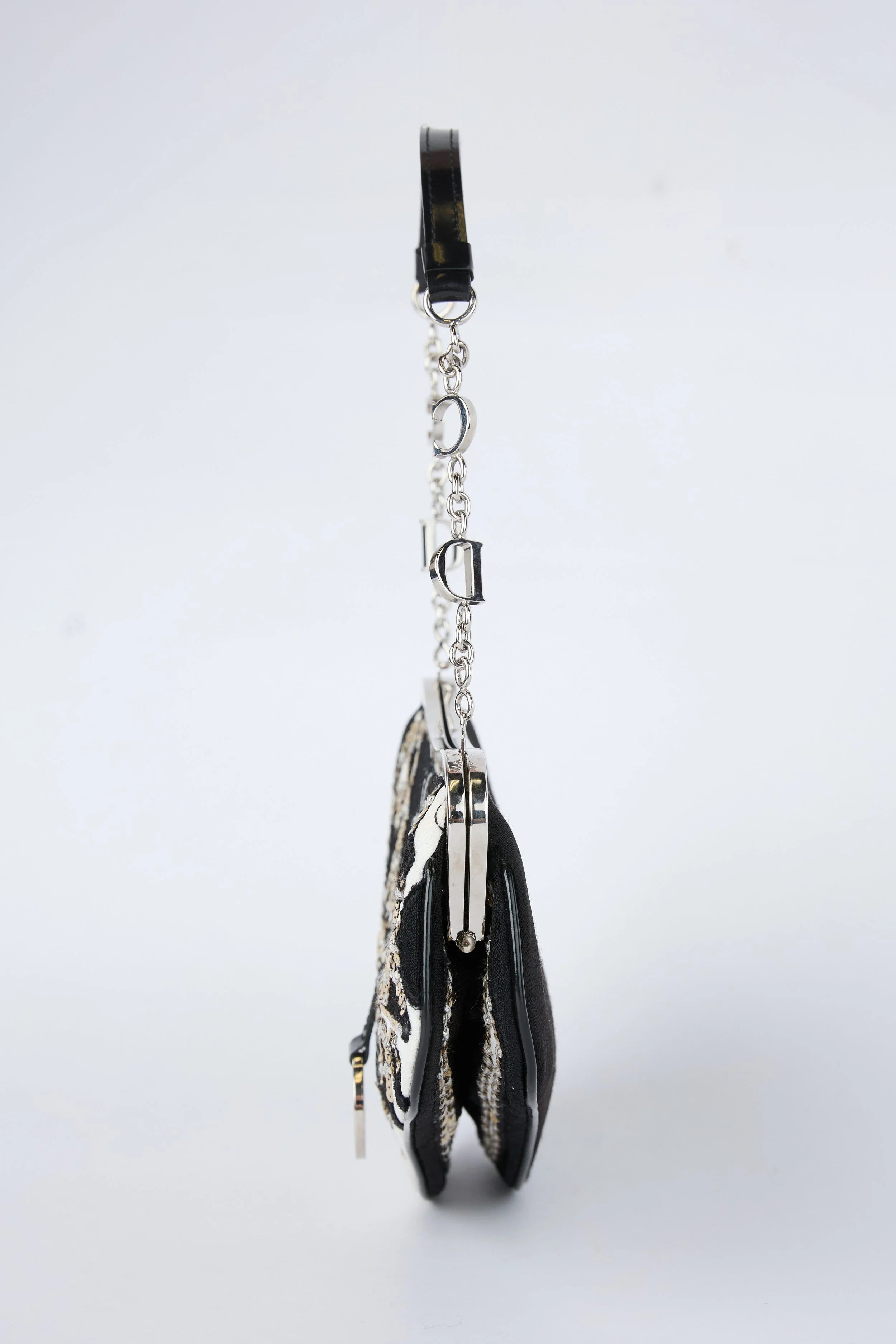 DIOR BLACK AND WHITE SEQUIN EVENING BAG