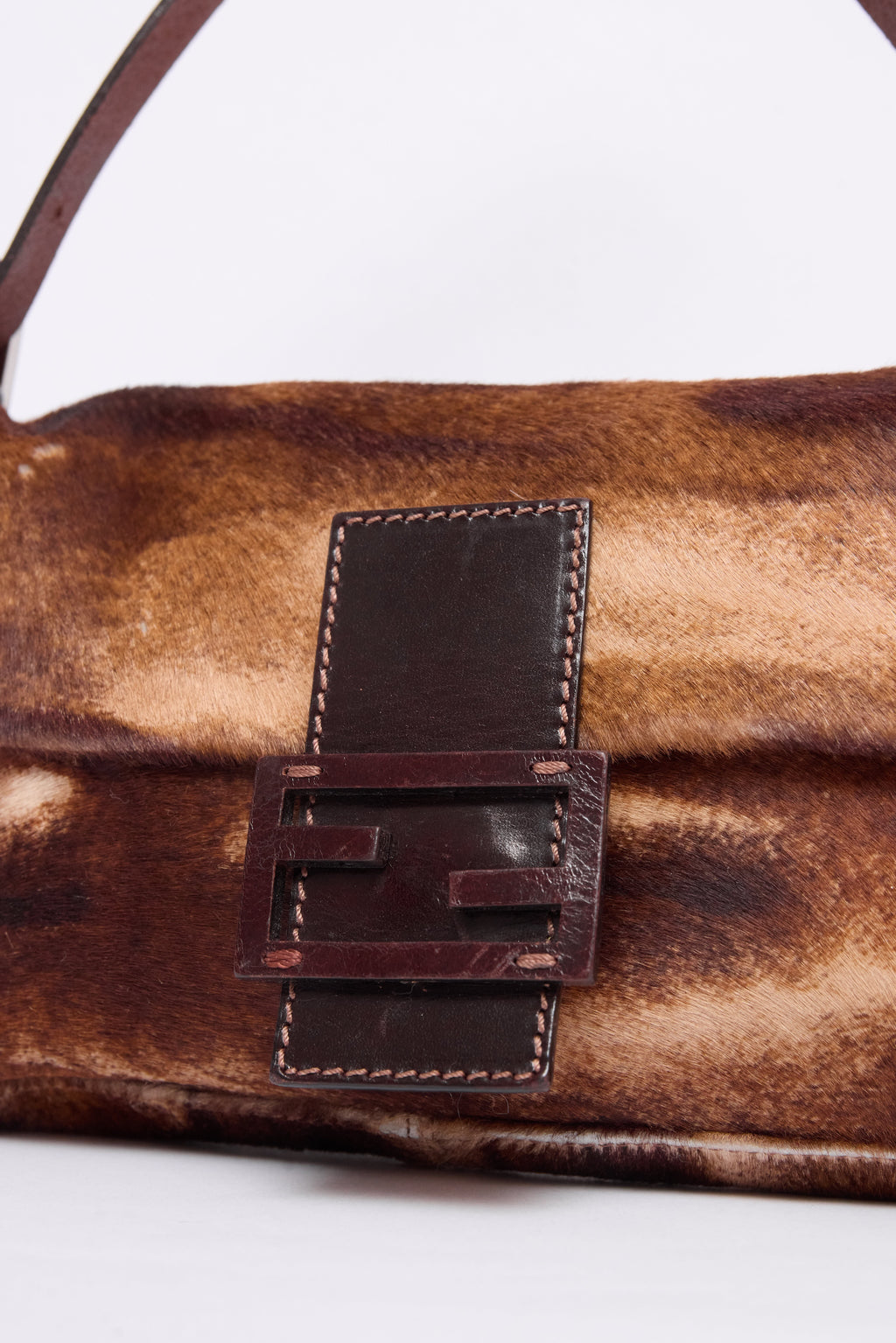 FENDI BROWN PONYHAIR BAGUETTE