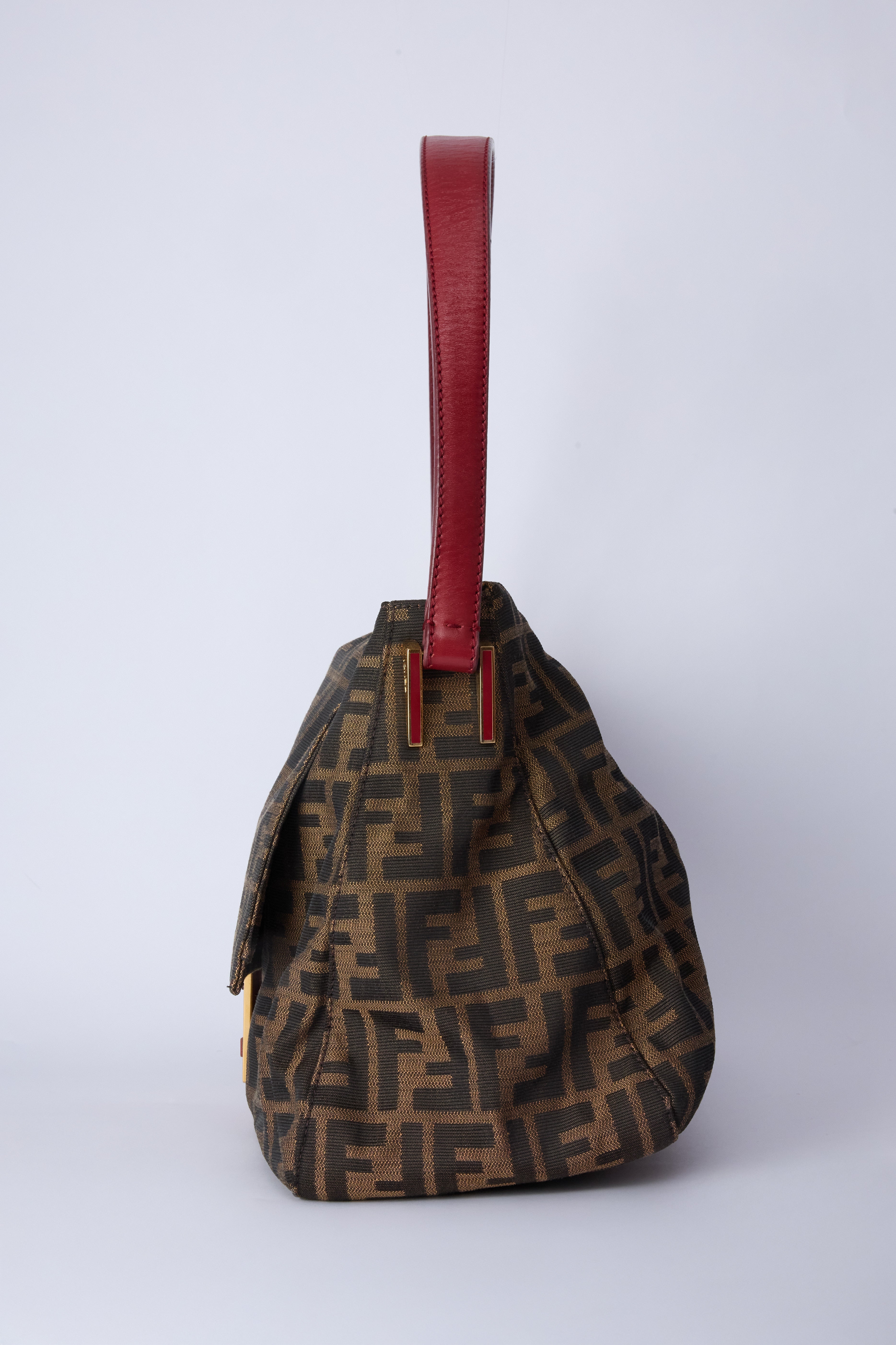 FENDI ZUCCA RED ENAMEL MAMMA BAGUETTE