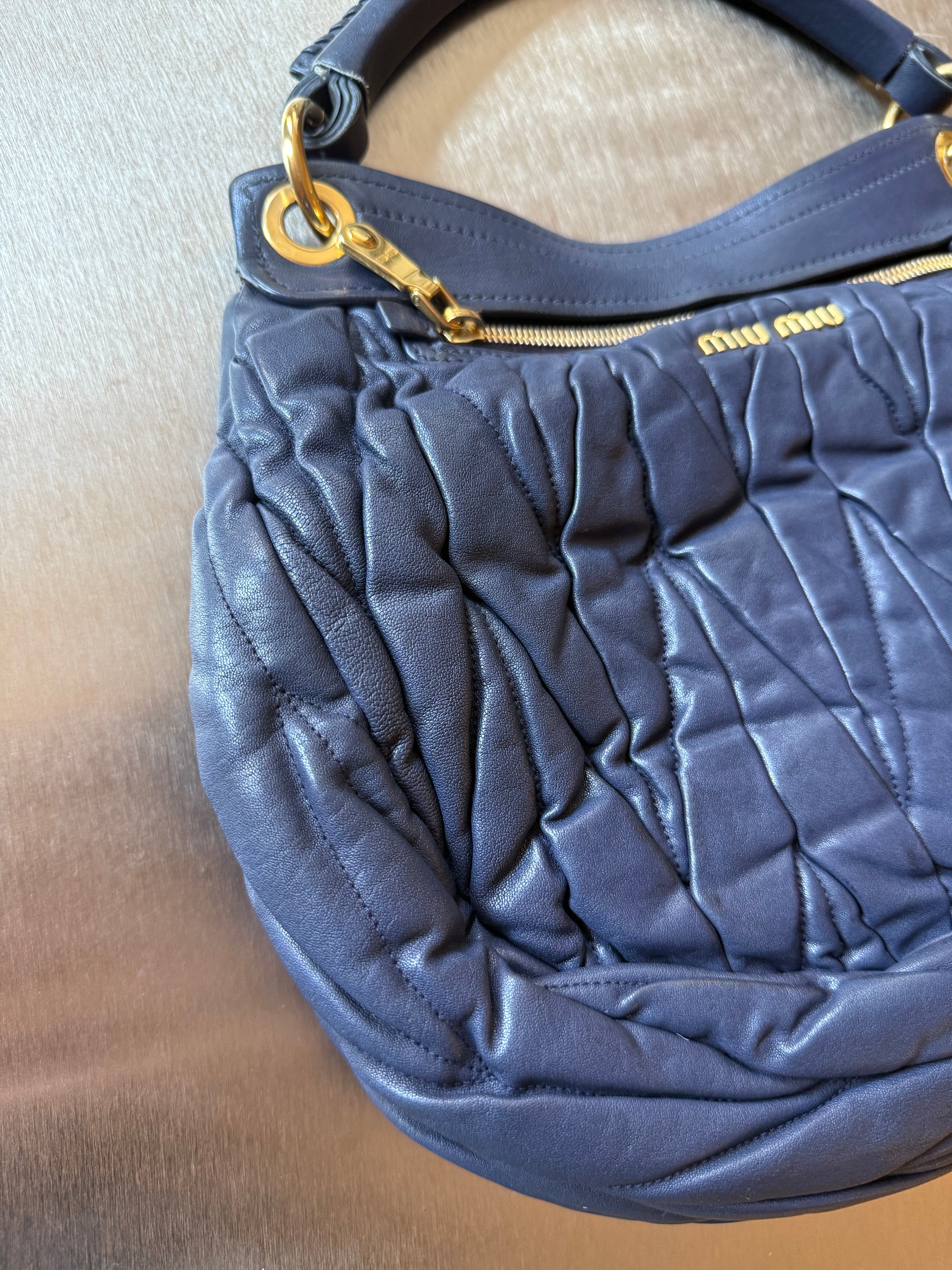 MIU MIU BLUE COFFER BAG