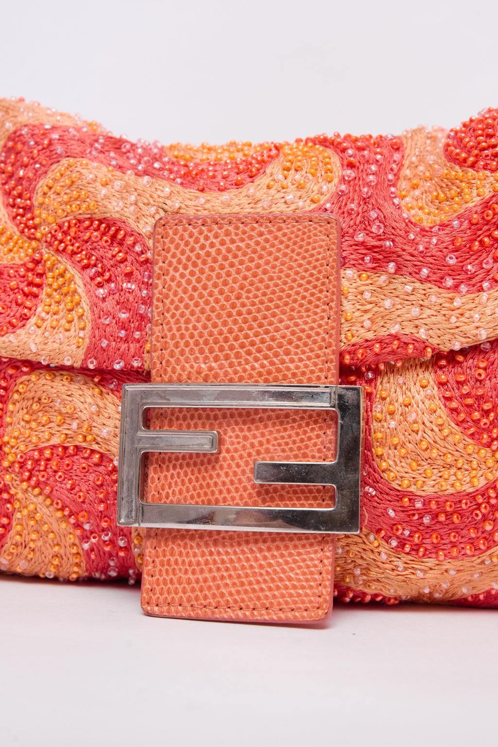 FENDI ORANGE SWIRL BEADED BAGUETTE