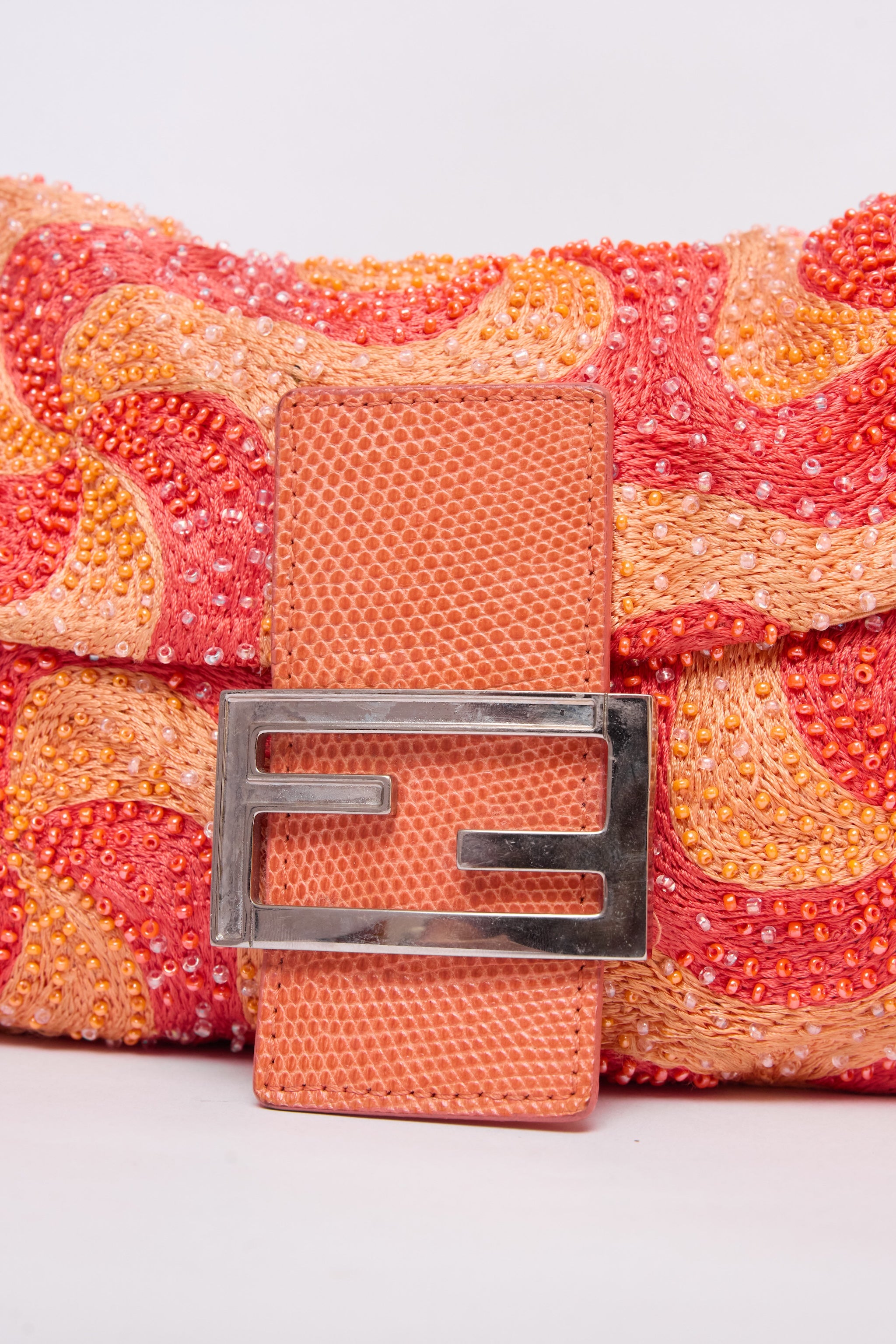 FENDI ORANGE SWIRL BEADED BAGUETTE