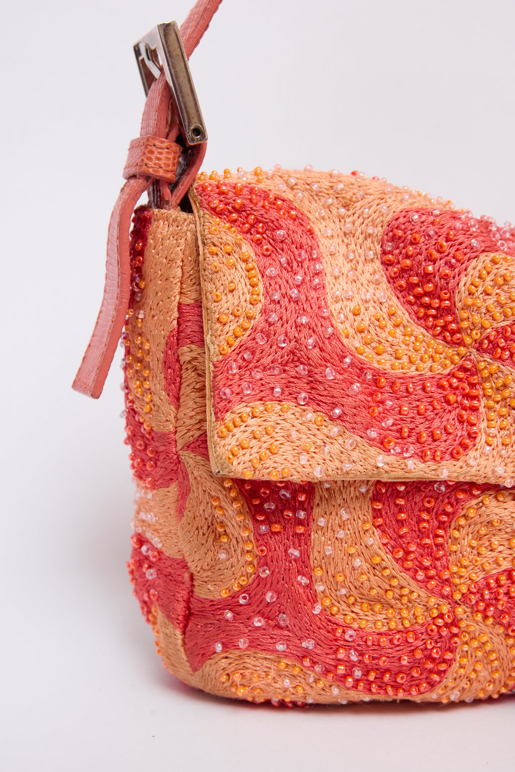 FENDI ORANGE SWIRL BEADED BAGUETTE