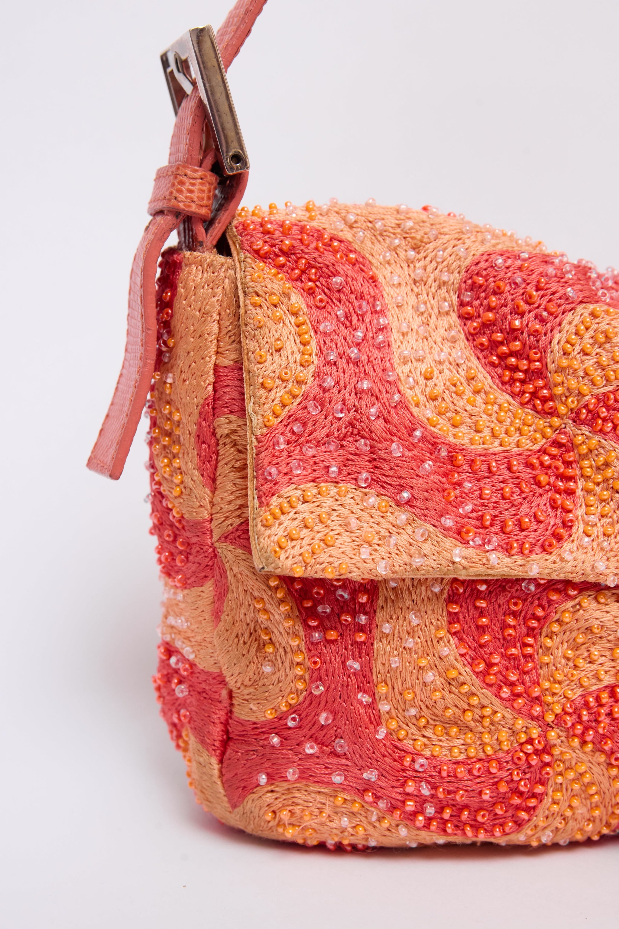 FENDI ORANGE SWIRL BEADED BAGUETTE