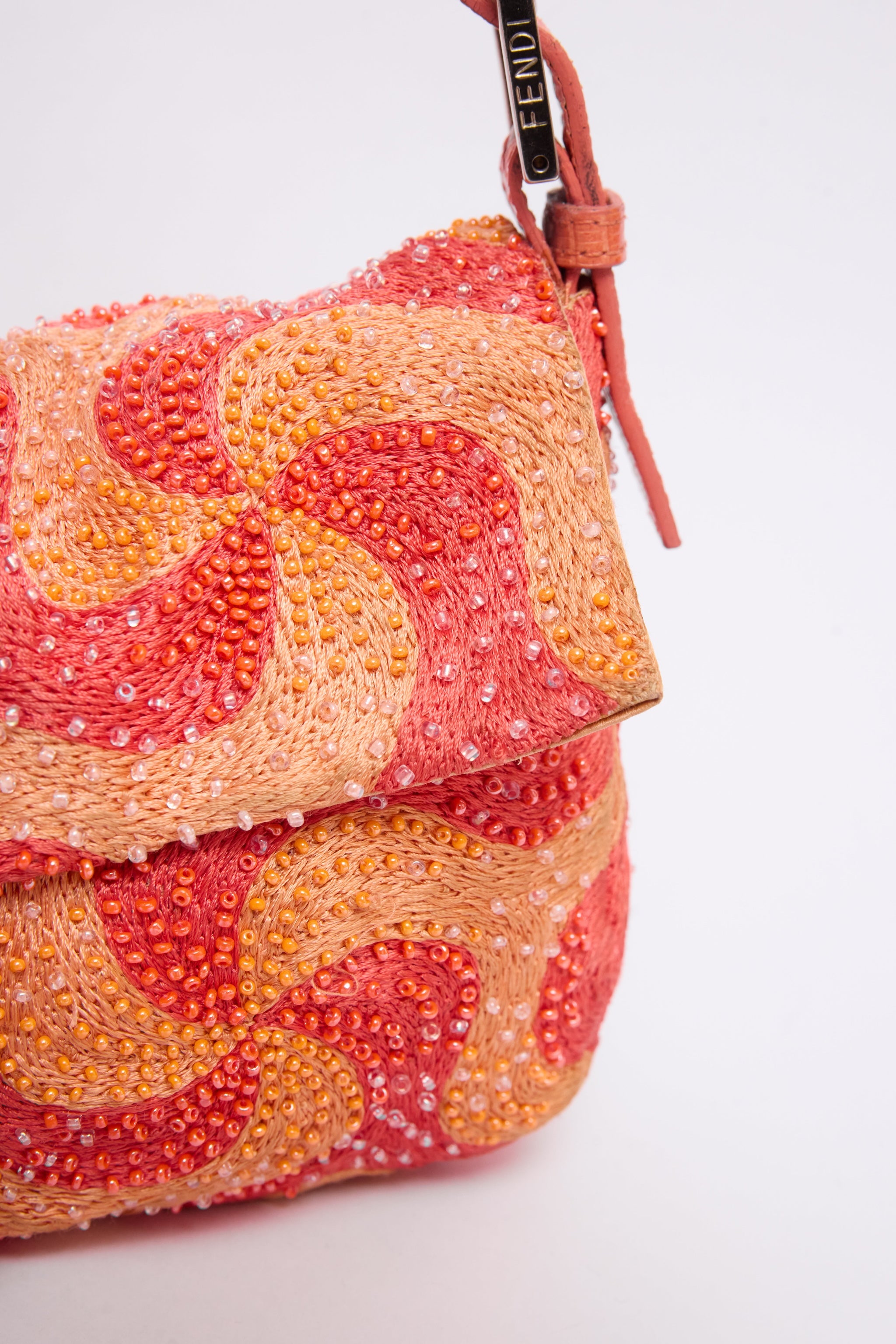 FENDI ORANGE SWIRL BEADED BAGUETTE