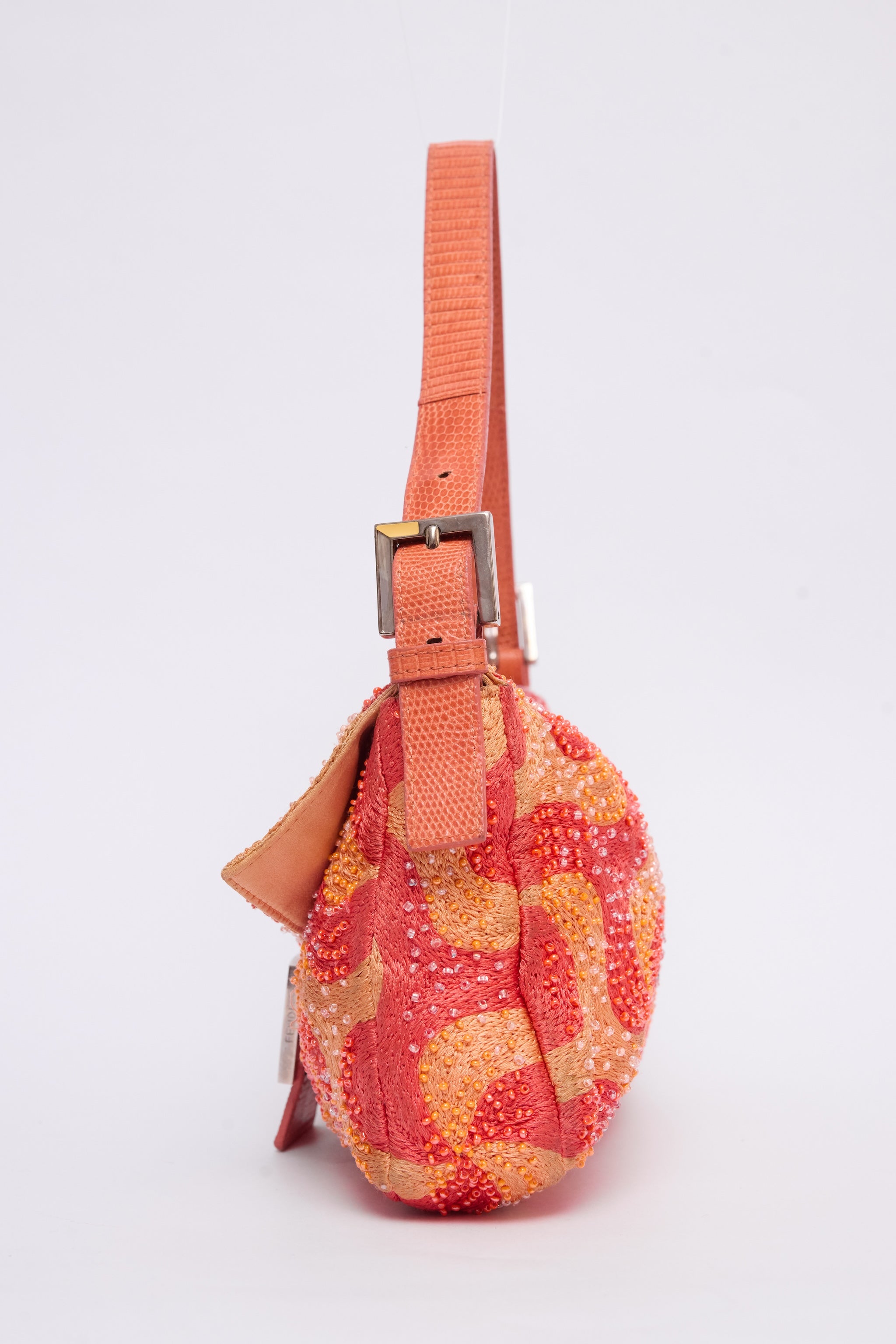 FENDI ORANGE SWIRL BEADED BAGUETTE