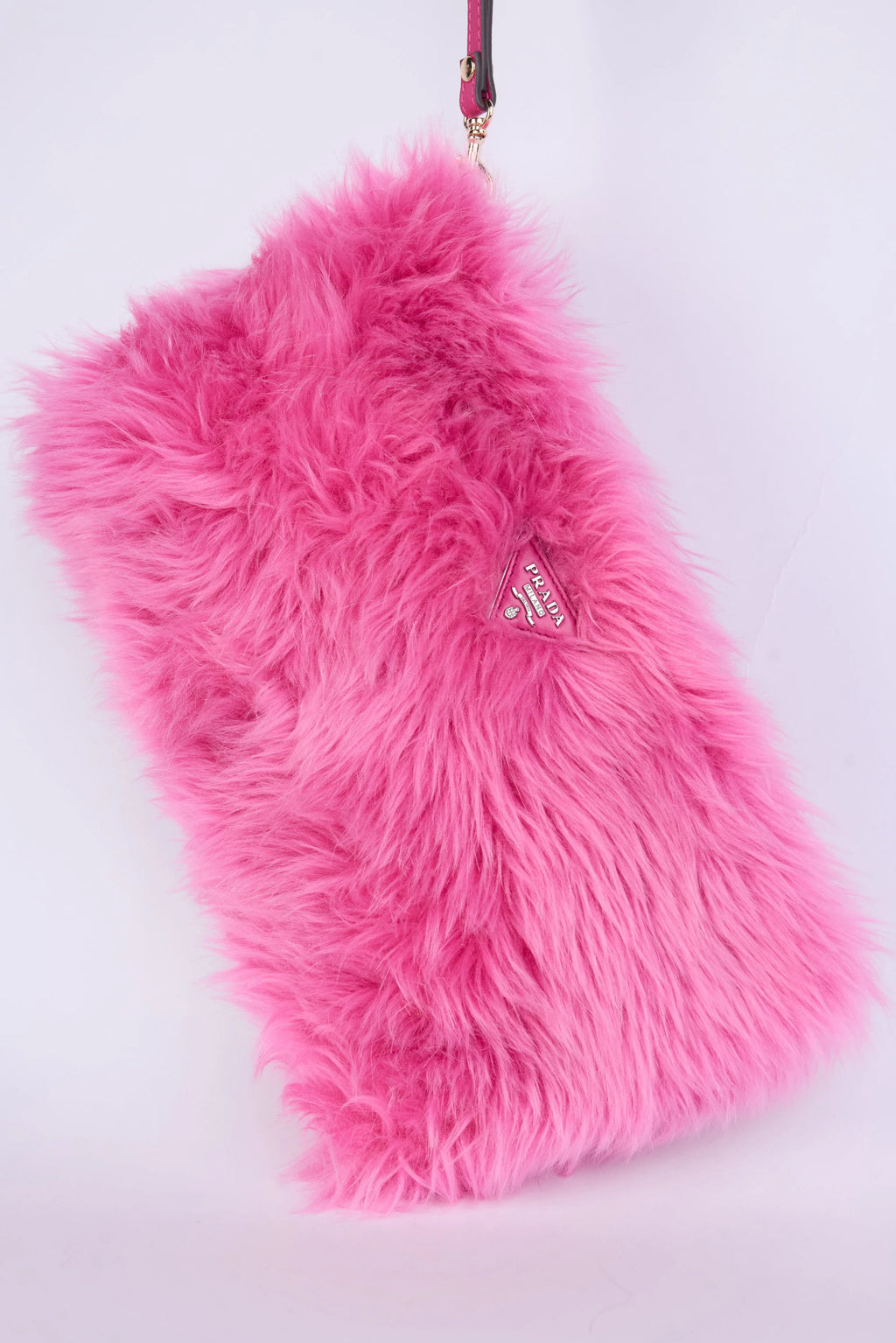 PRADA PINK FAUX FUR CLUTCH