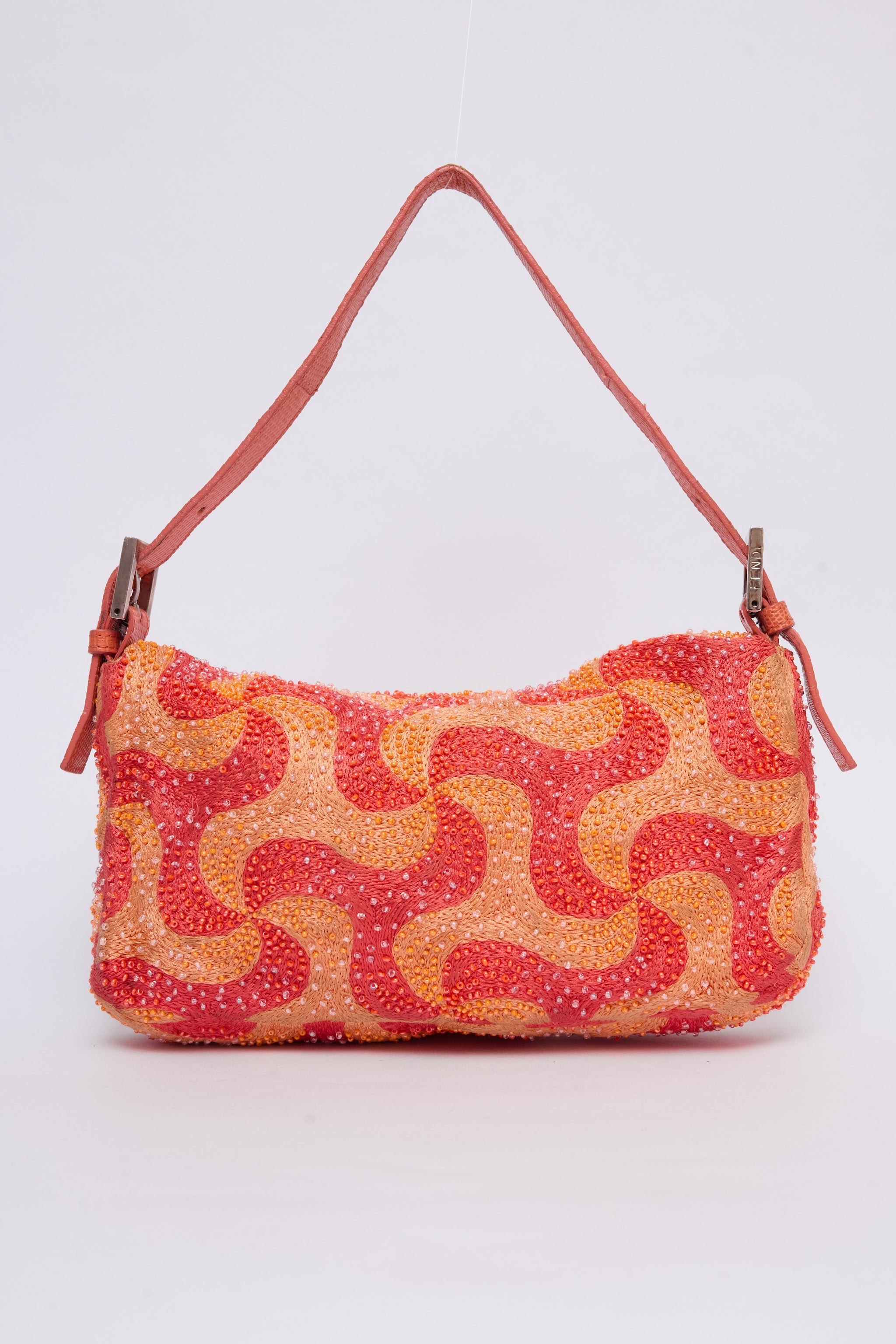 FENDI ORANGE SWIRL BEADED BAGUETTE