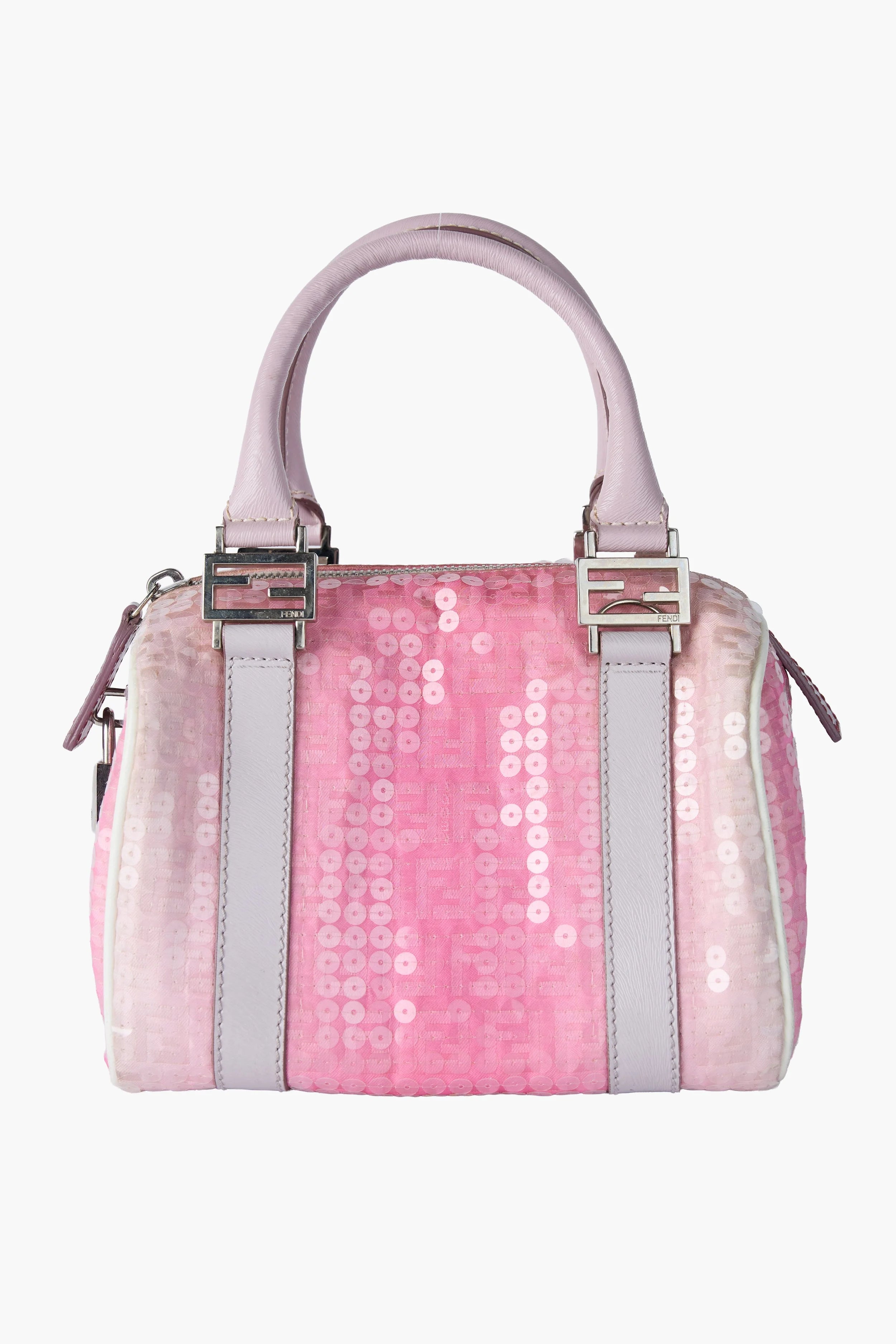 Fendi Sequin-Embellished Zucchino Boston Bag