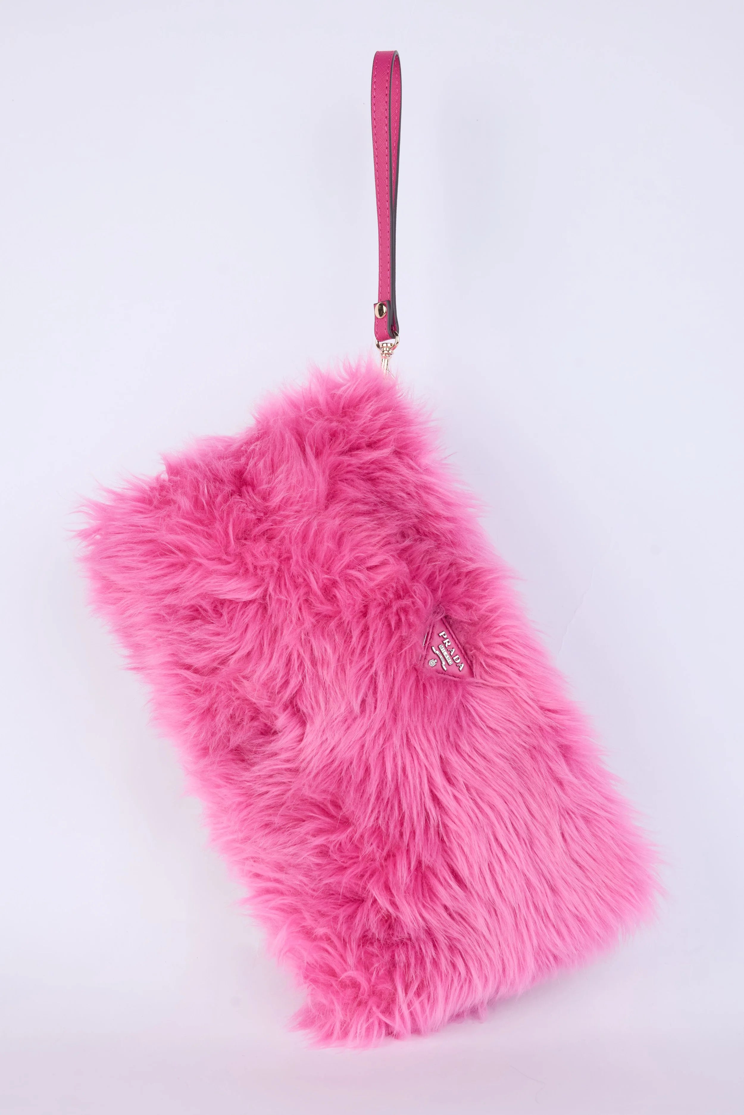 PRADA PINK FAUX FUR CLUTCH