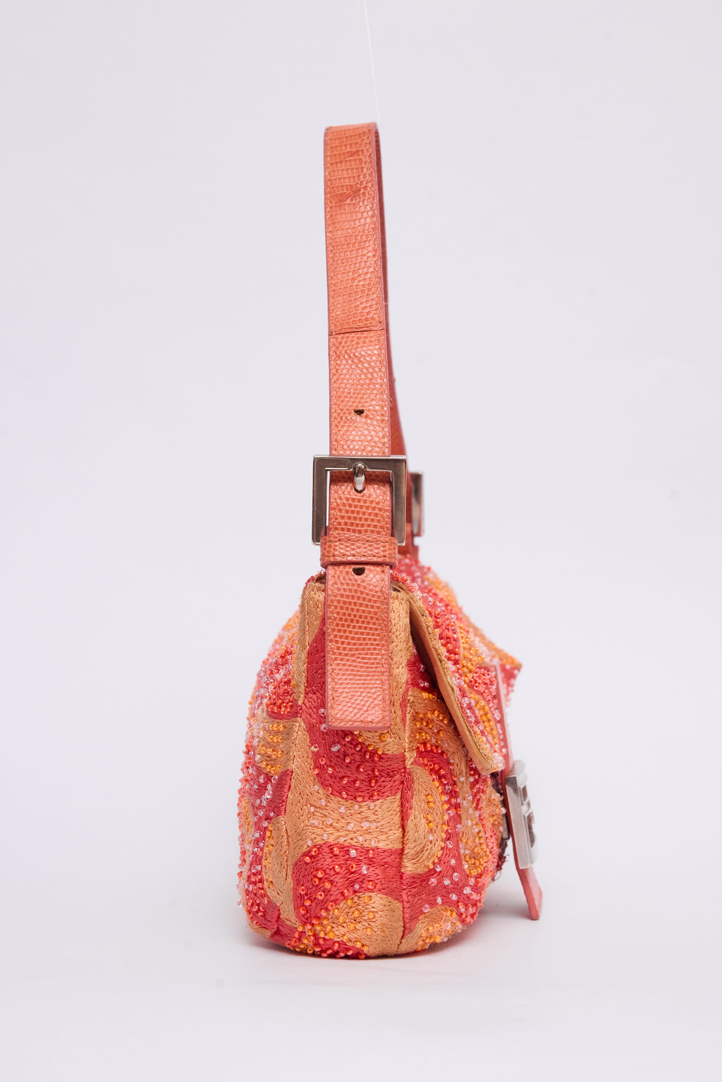 FENDI ORANGE SWIRL BEADED BAGUETTE