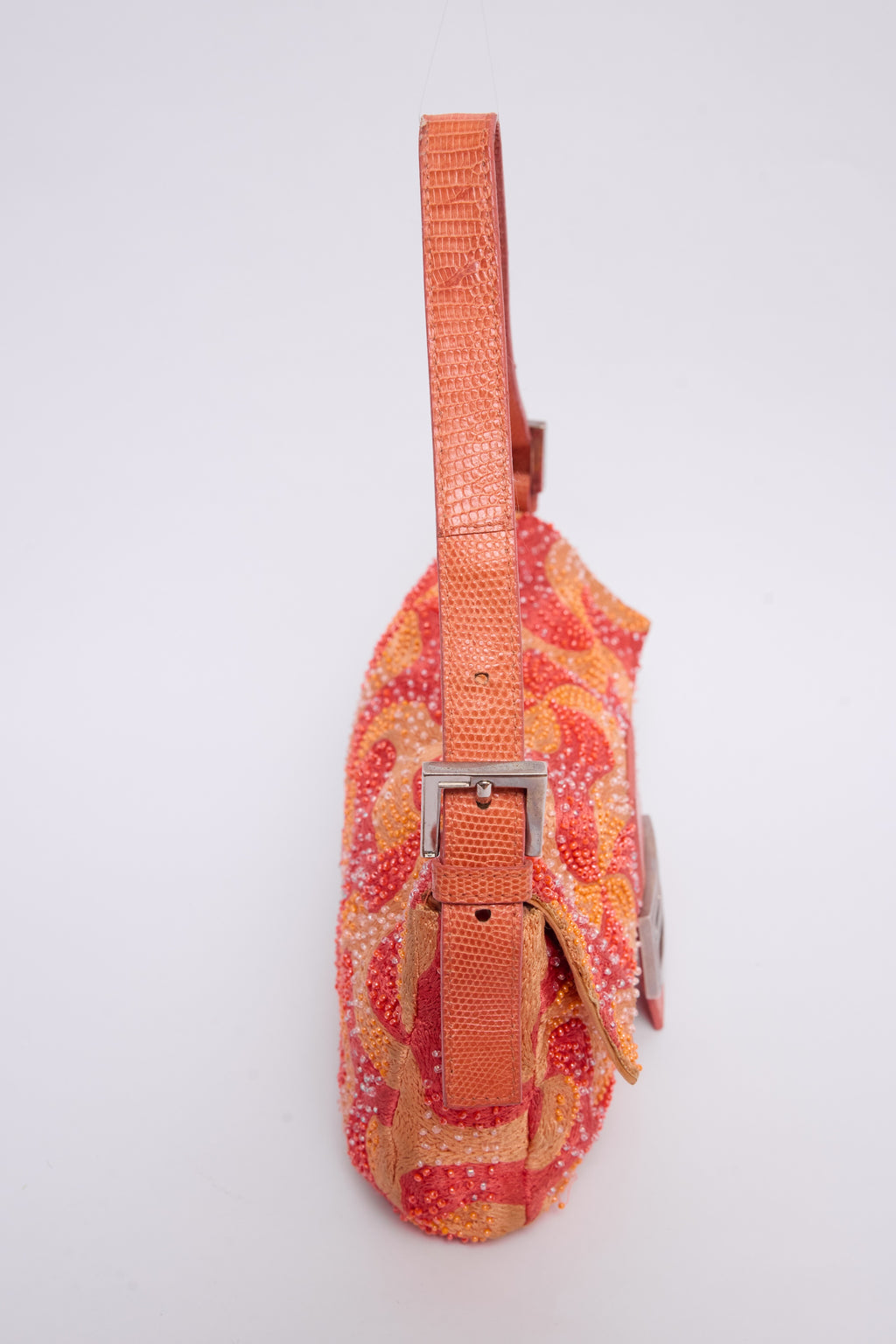 FENDI ORANGE SWIRL BEADED BAGUETTE