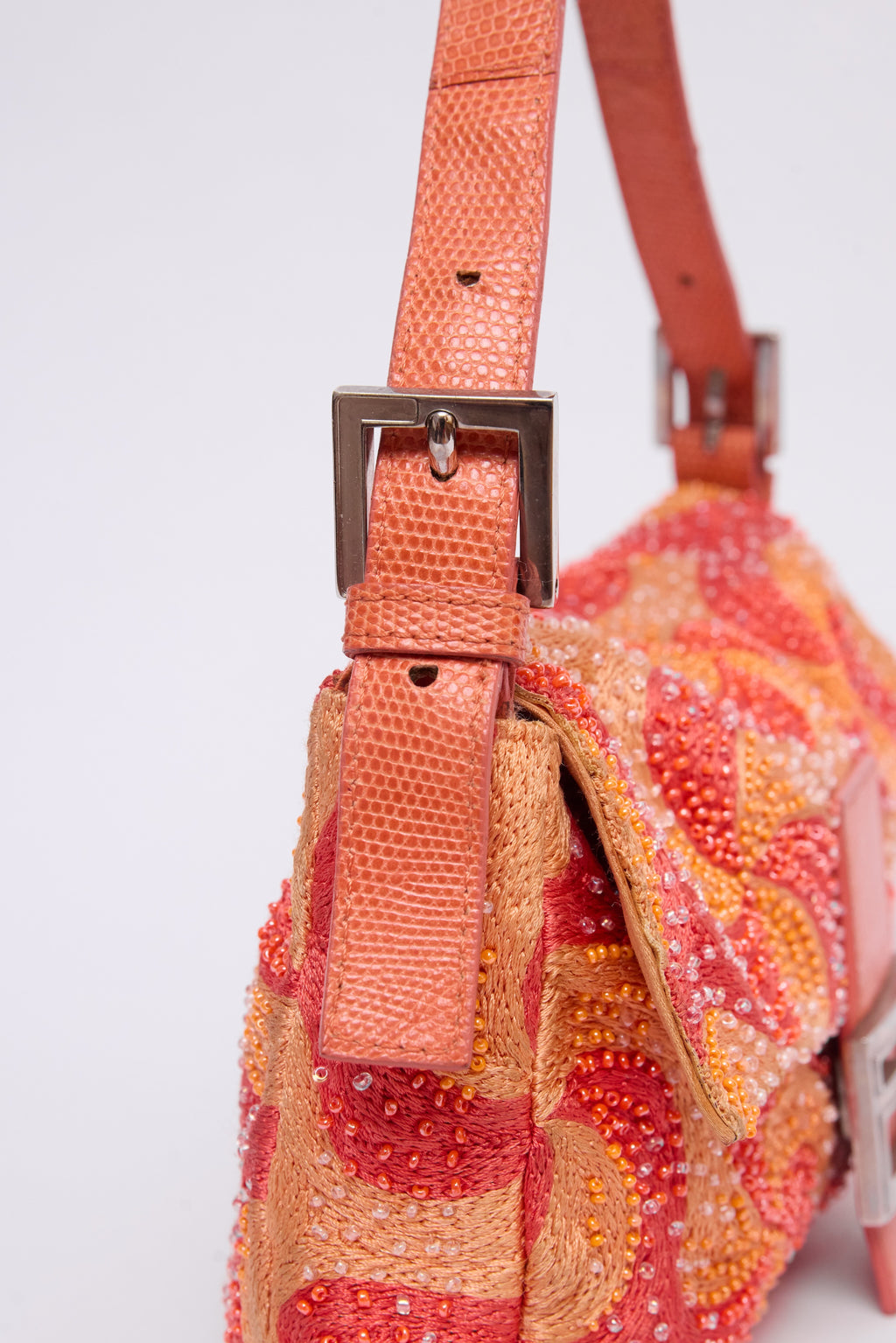 FENDI ORANGE SWIRL BEADED BAGUETTE