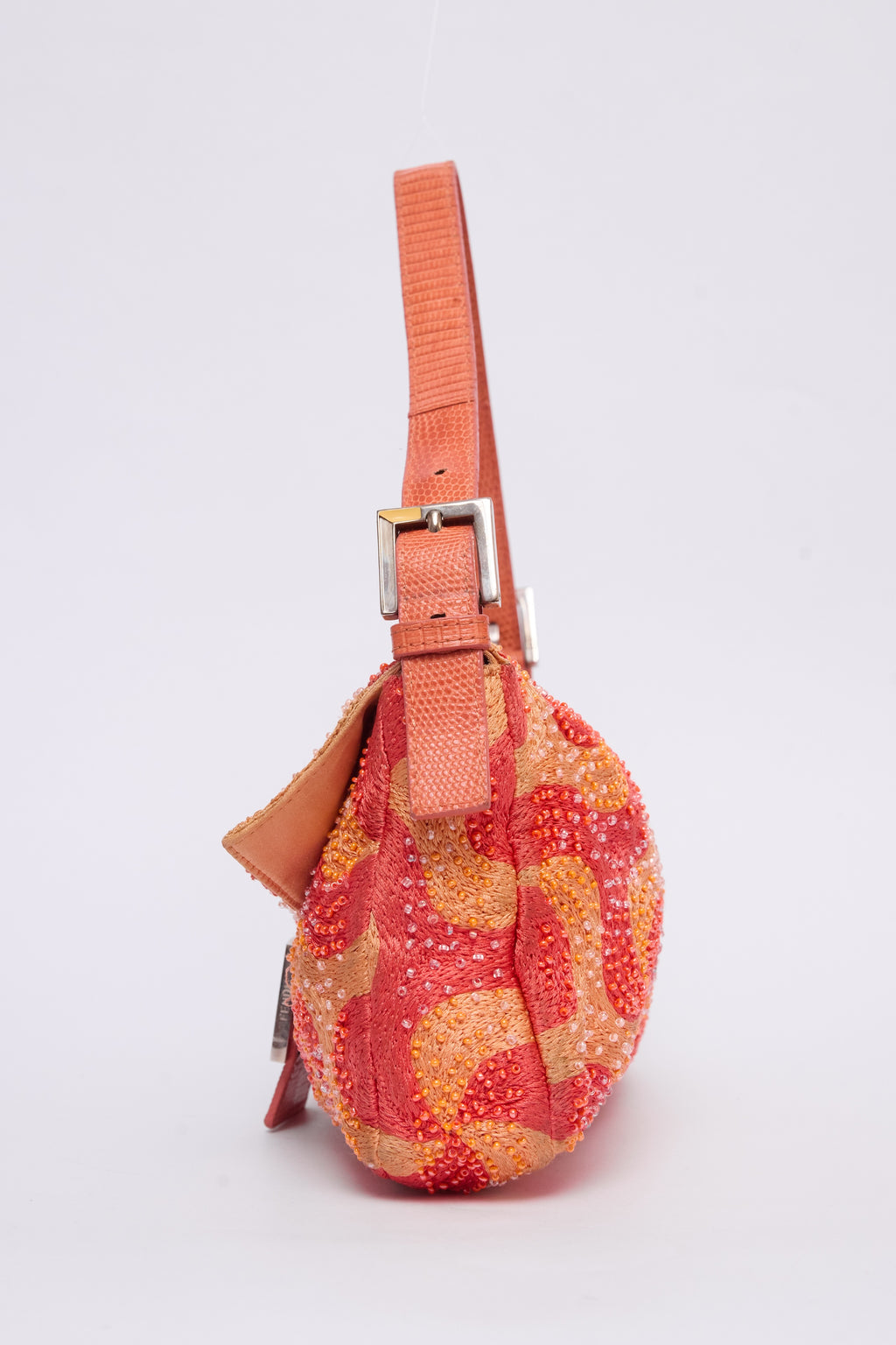FENDI ORANGE SWIRL BEADED BAGUETTE