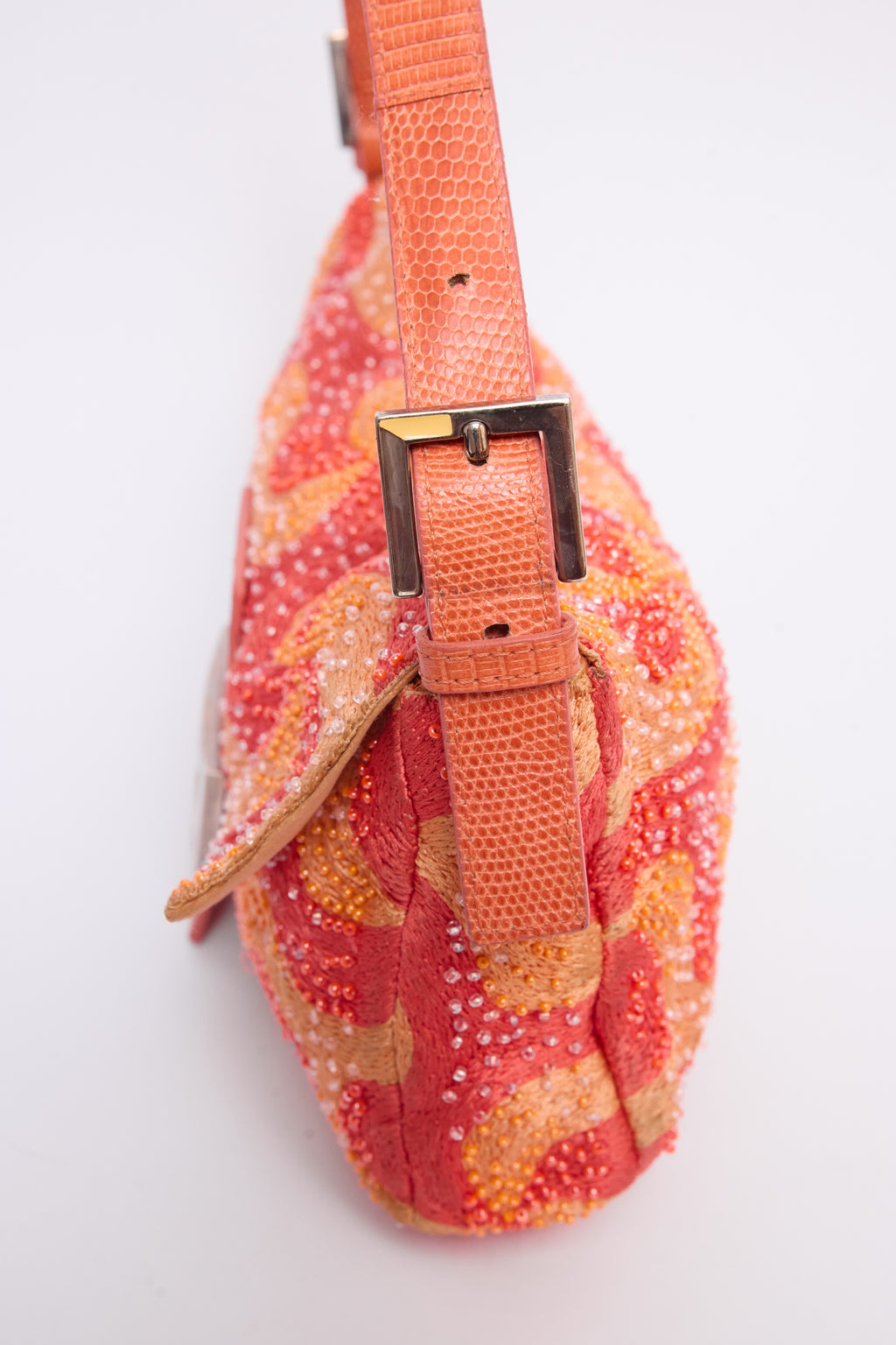 FENDI ORANGE SWIRL BEADED BAGUETTE