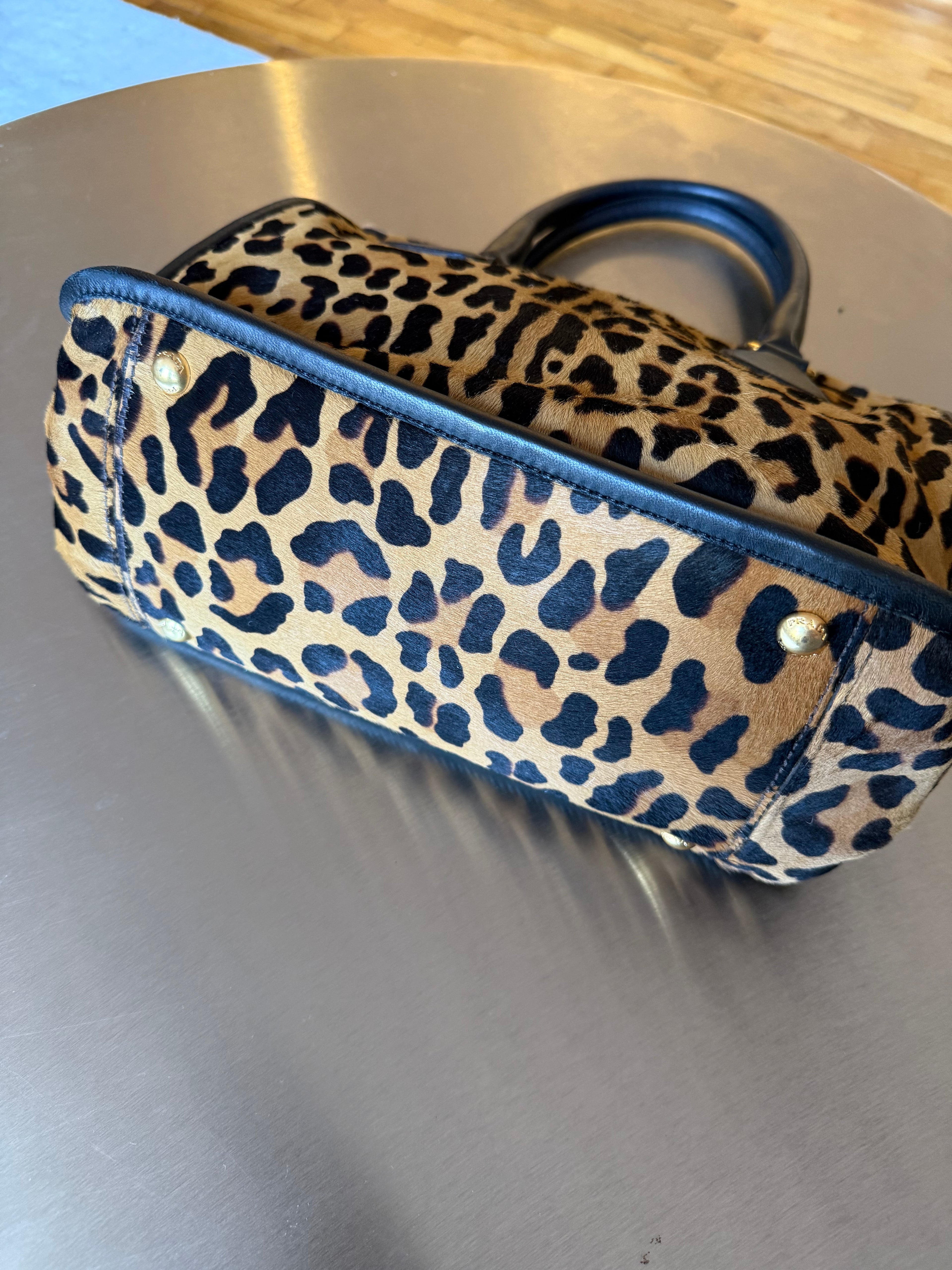 PRADA LEOPARD-PONYHAIR FRAME BAG
