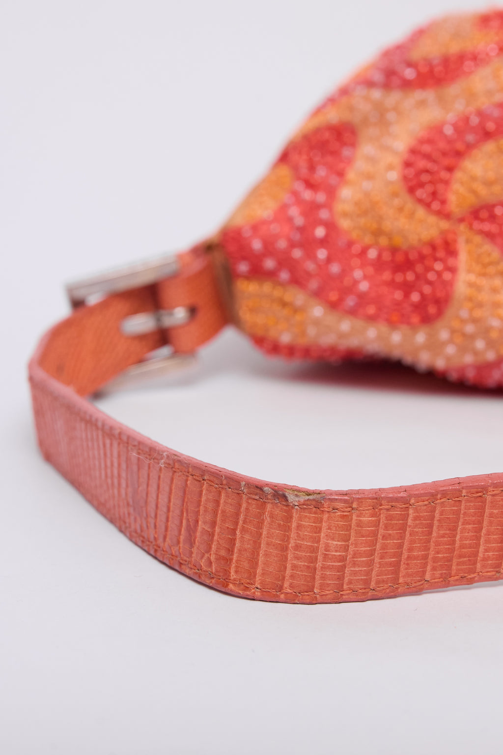 FENDI ORANGE SWIRL BEADED BAGUETTE