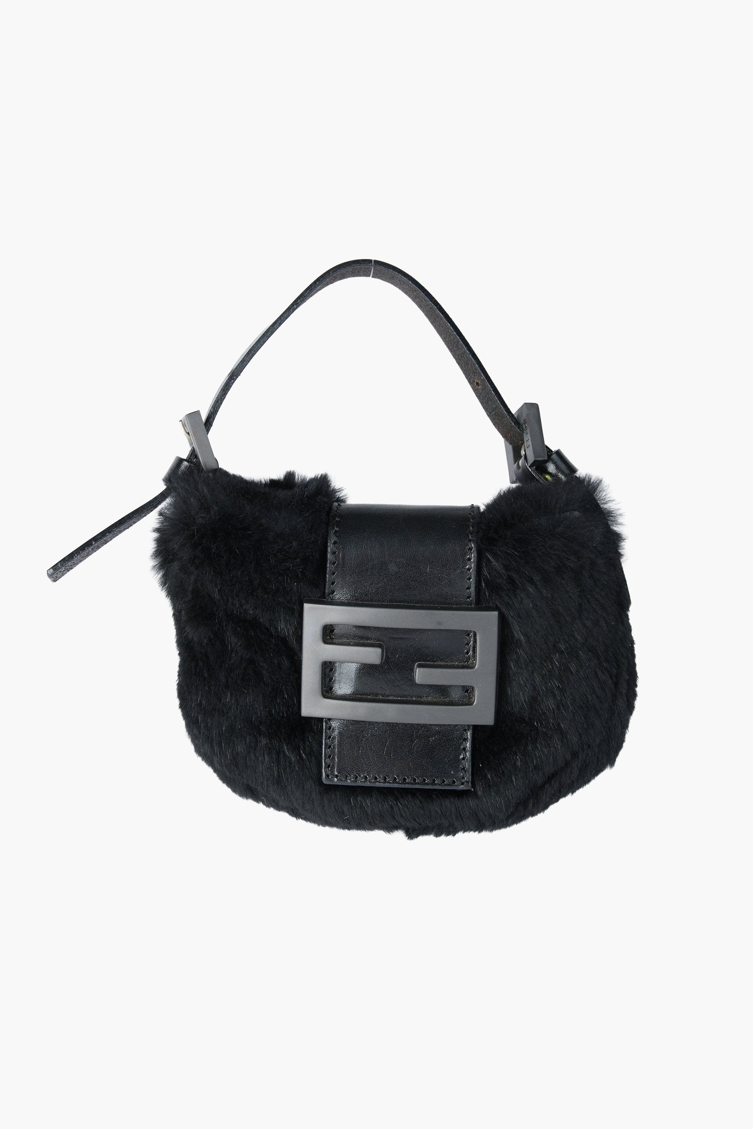 Fendi Mini Black Fur Croissant