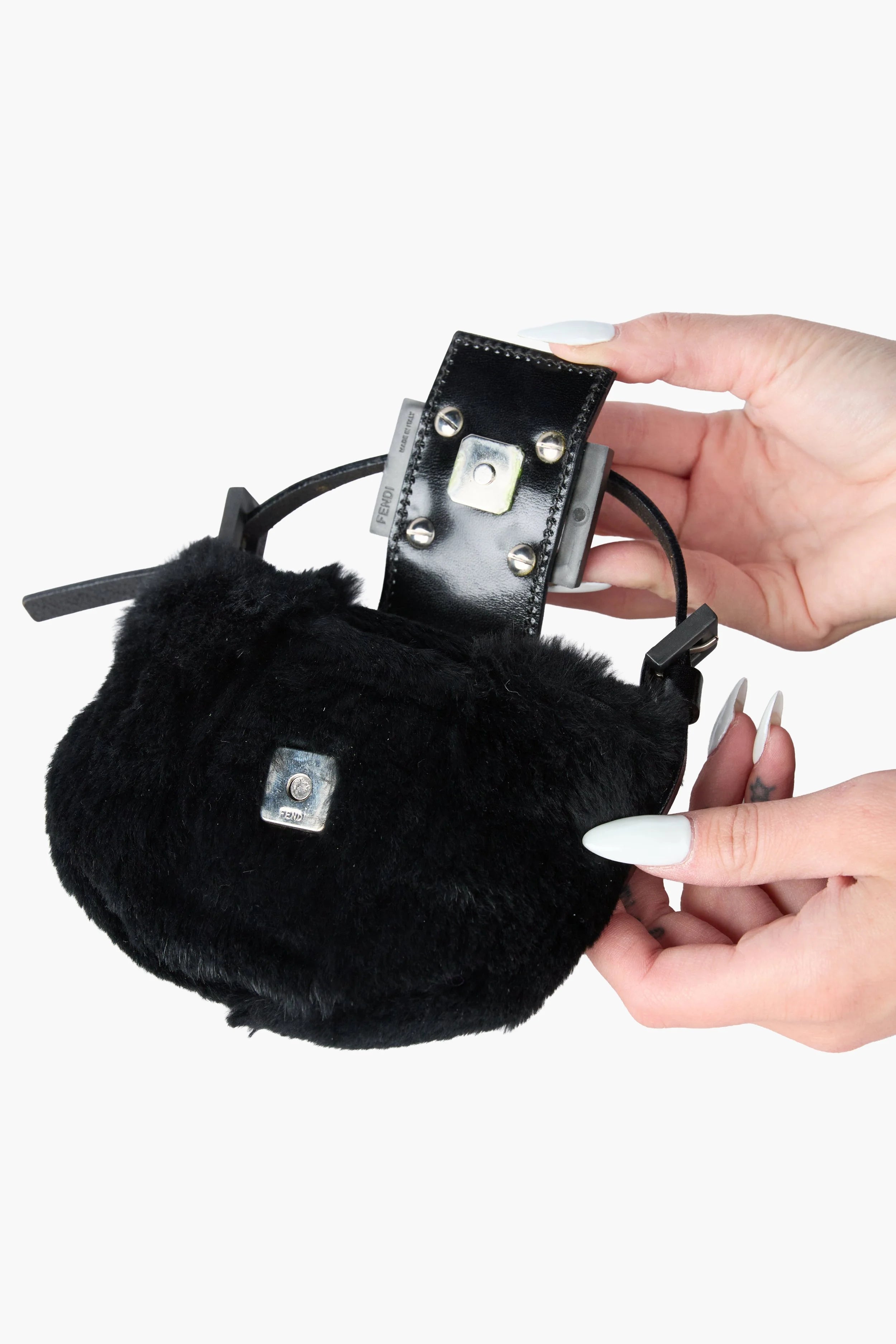 Fendi Mini Black Fur Croissant