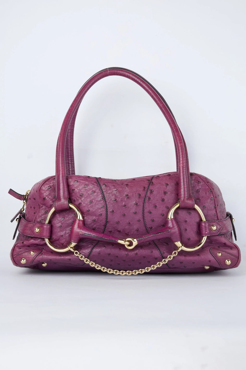 RARE GUCCI PURPLE OSTRICH HORSEBIT BAG