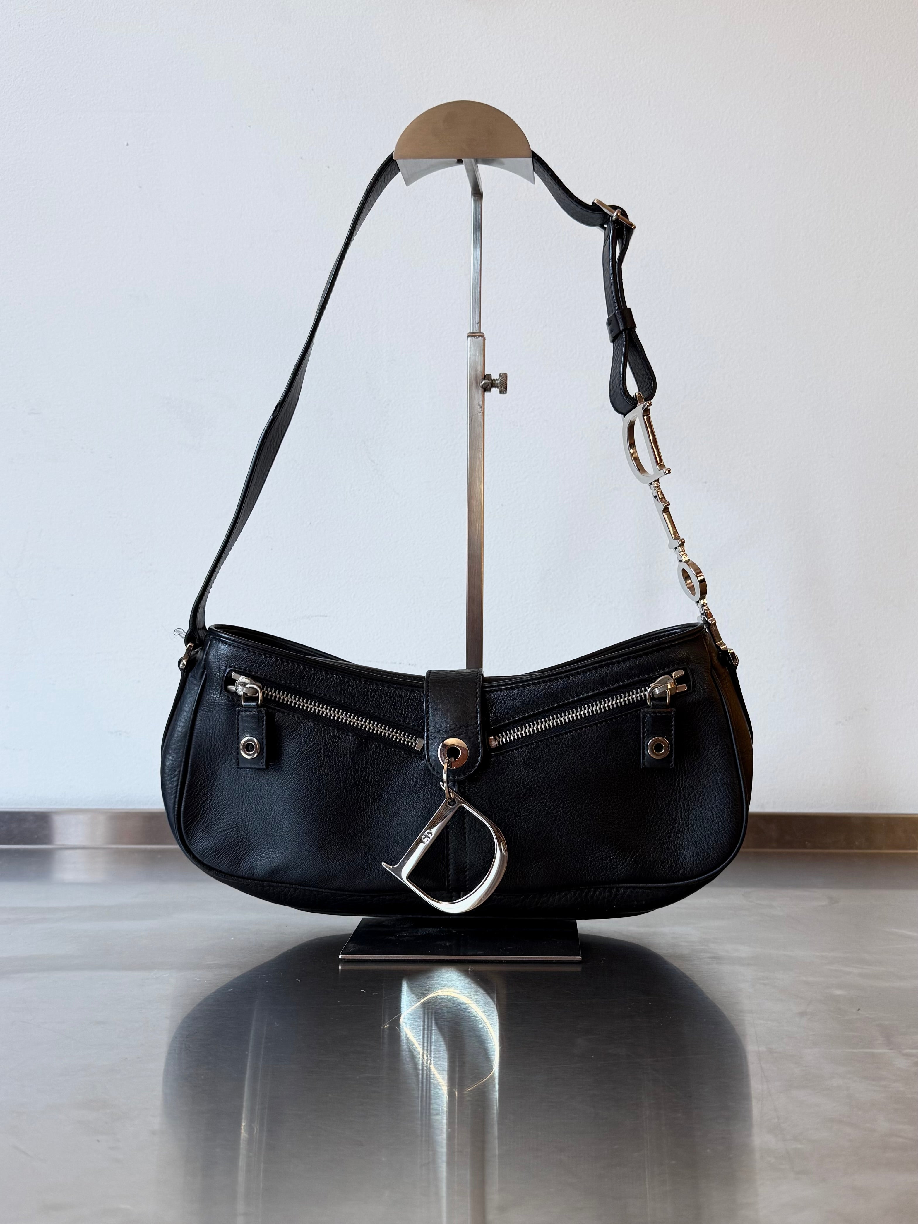 DIOR SPELLOUT BLACK LEATHER BAG