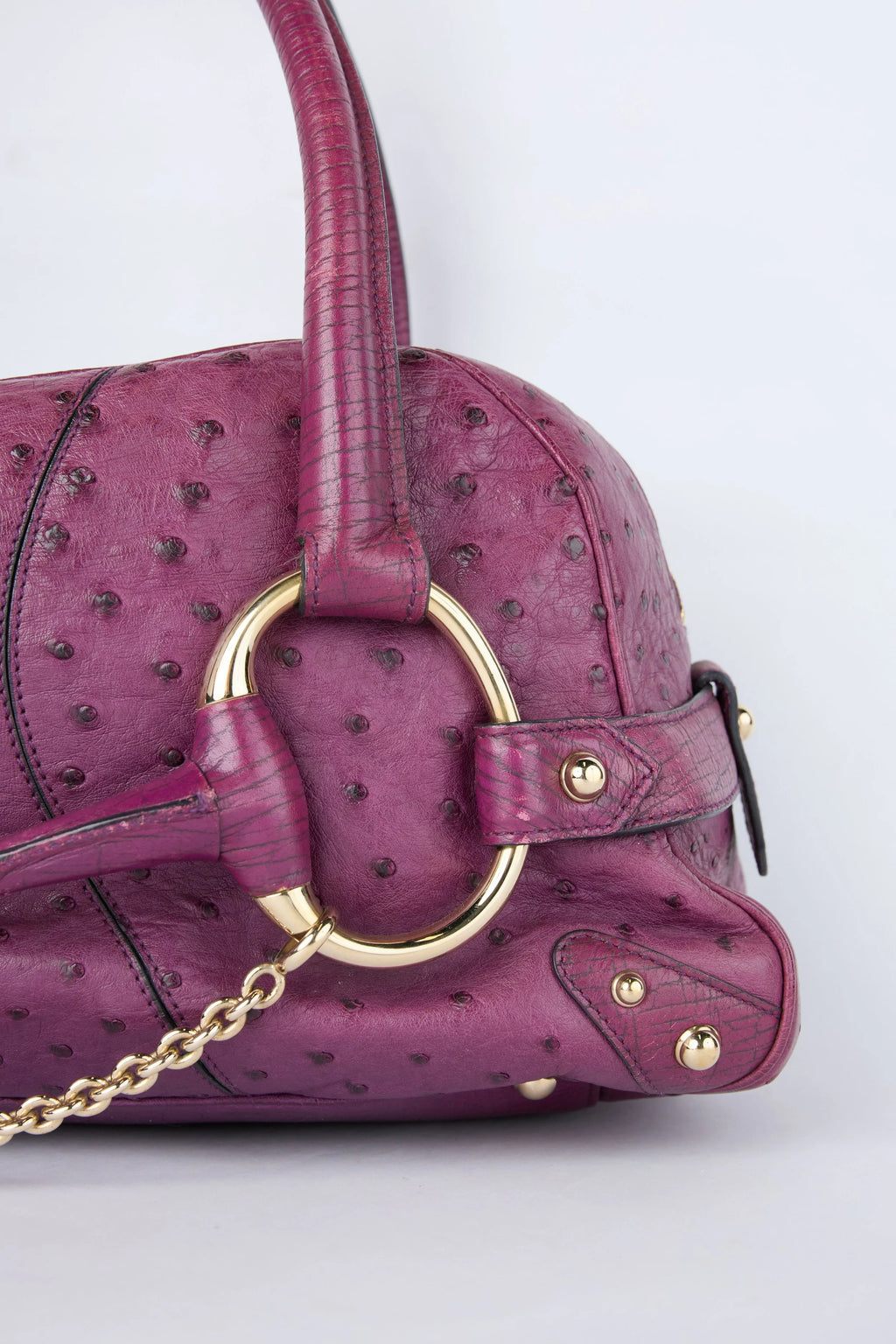 RARE GUCCI PURPLE OSTRICH HORSEBIT BAG