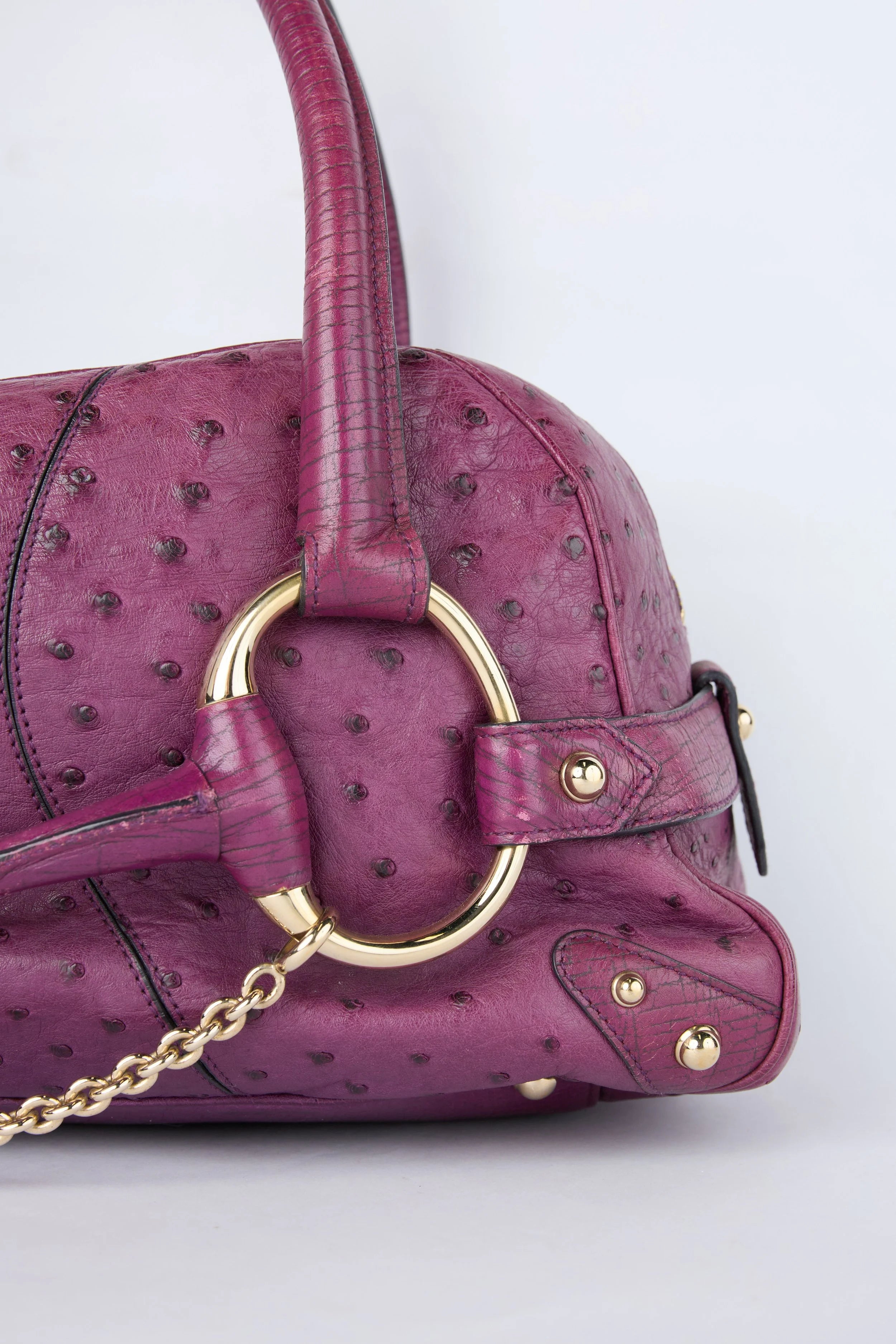 RARE GUCCI PURPLE OSTRICH HORSEBIT BAG
