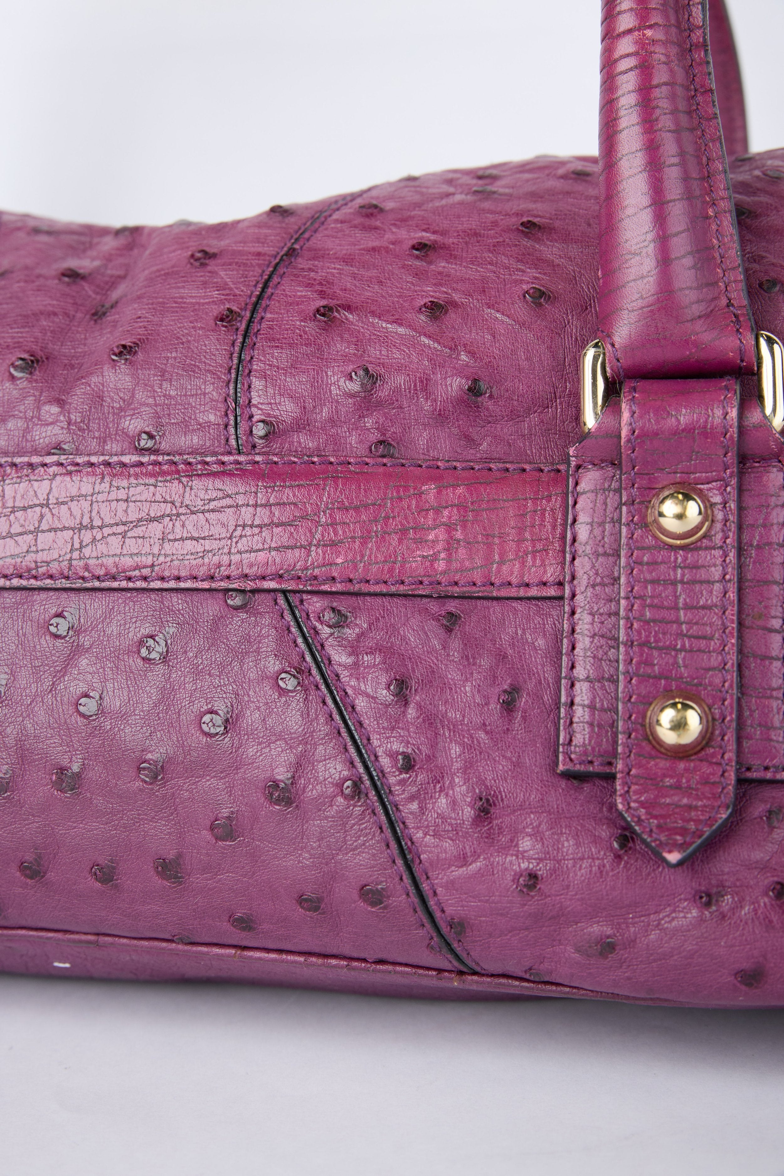 RARE GUCCI PURPLE OSTRICH HORSEBIT BAG