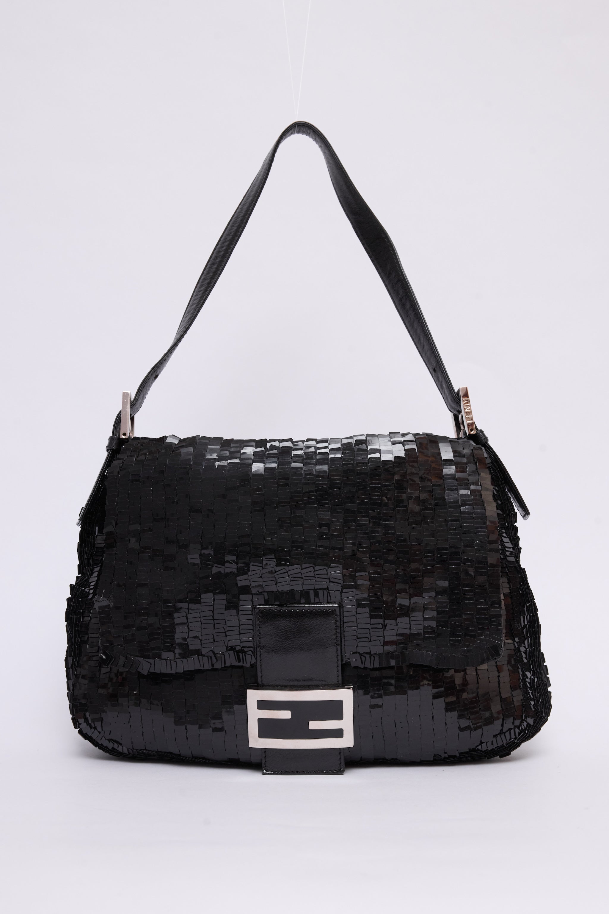 FENDI BLACK SEQUIN MAMMA BAGUETTE