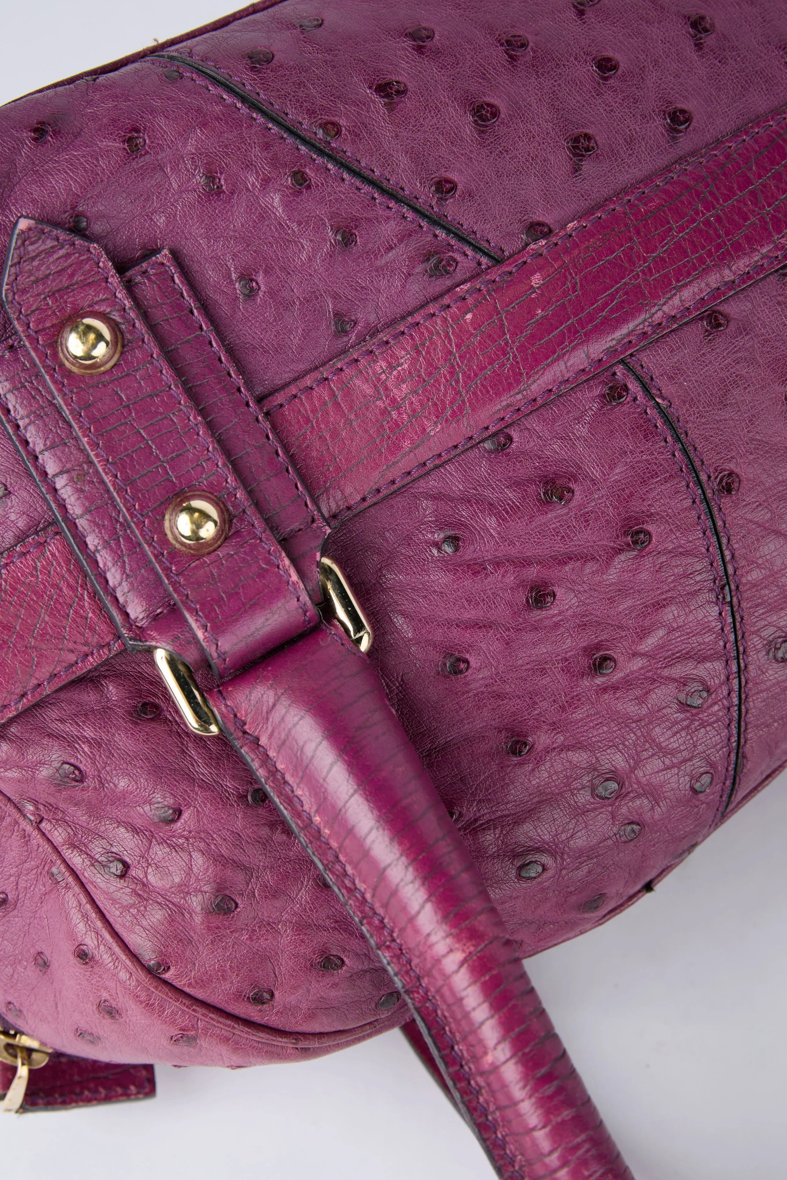 RARE GUCCI PURPLE OSTRICH HORSEBIT BAG