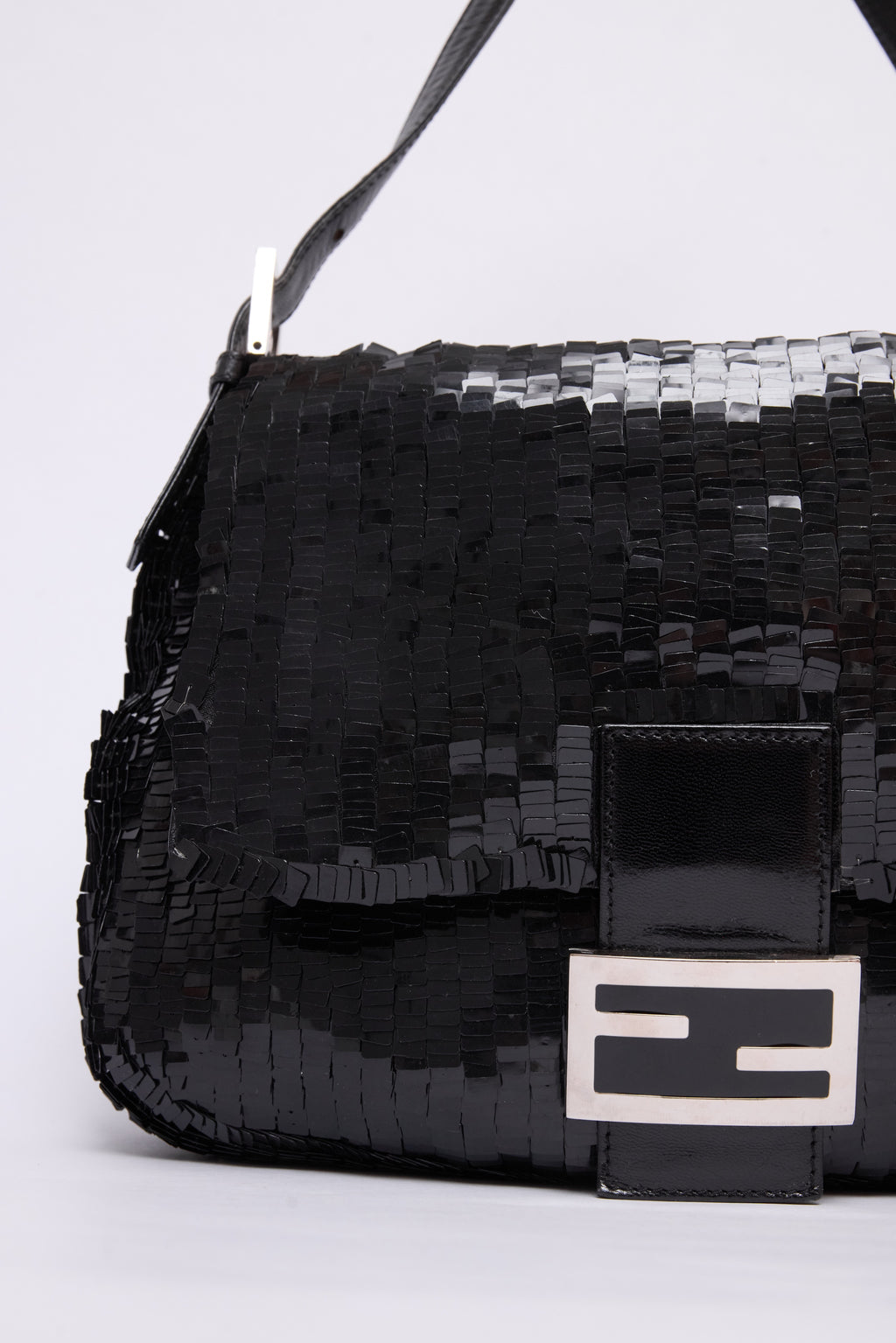 FENDI BLACK SEQUIN MAMMA BAGUETTE