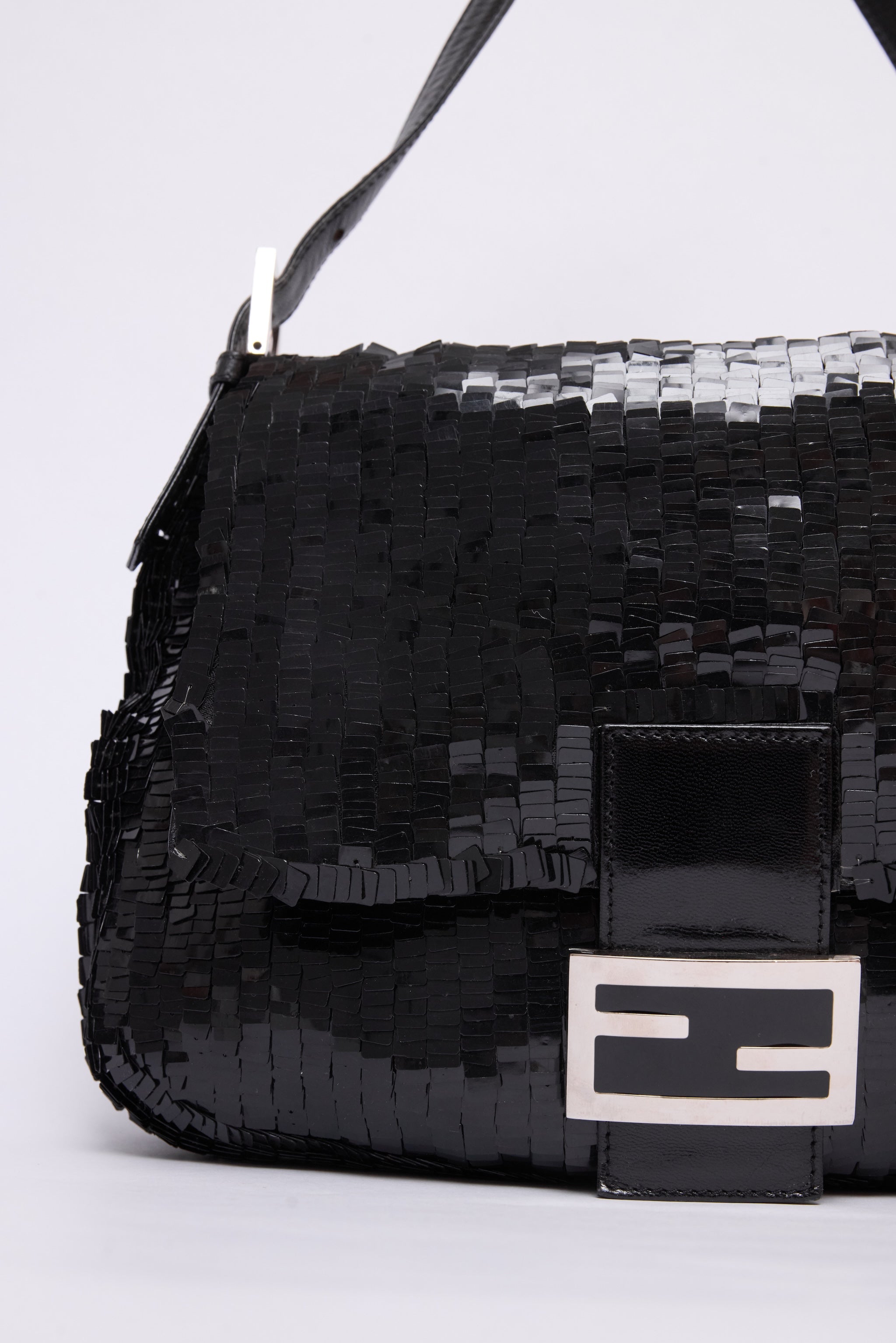 FENDI BLACK SEQUIN MAMMA BAGUETTE