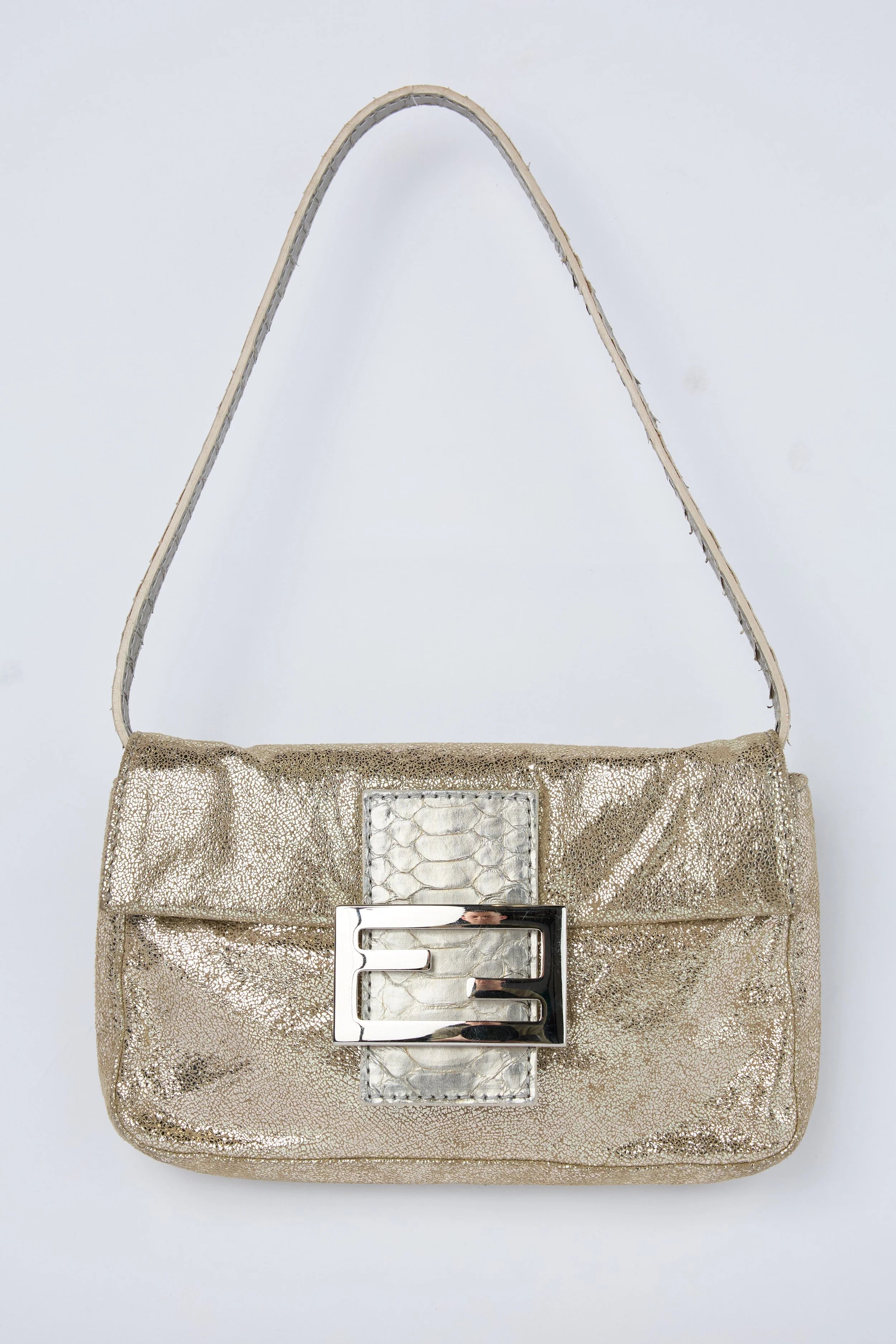 FENDI METALLIC GOLD MINI BAGUETTE