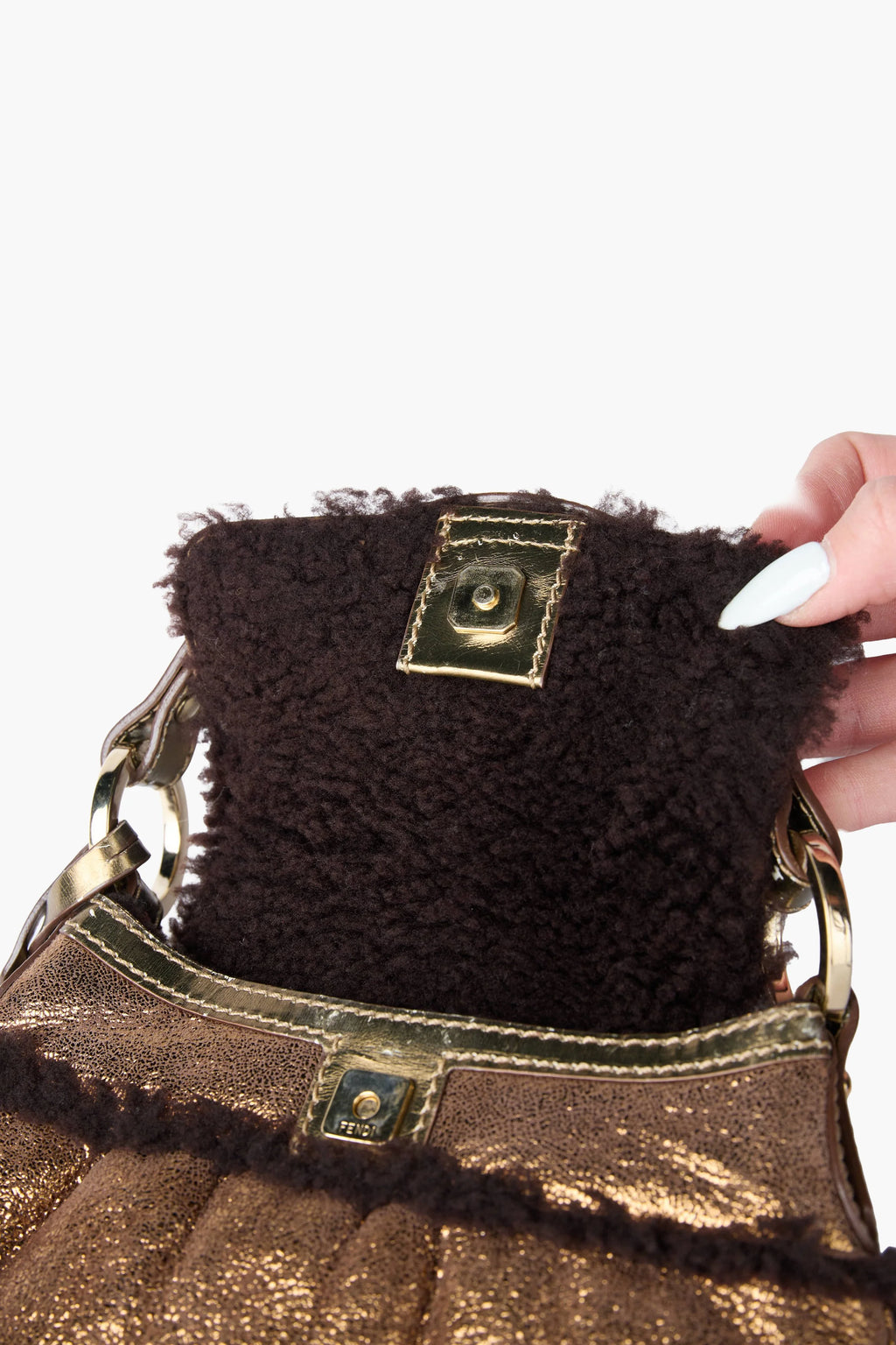 Fendi Bronze Shearling Mini Chef