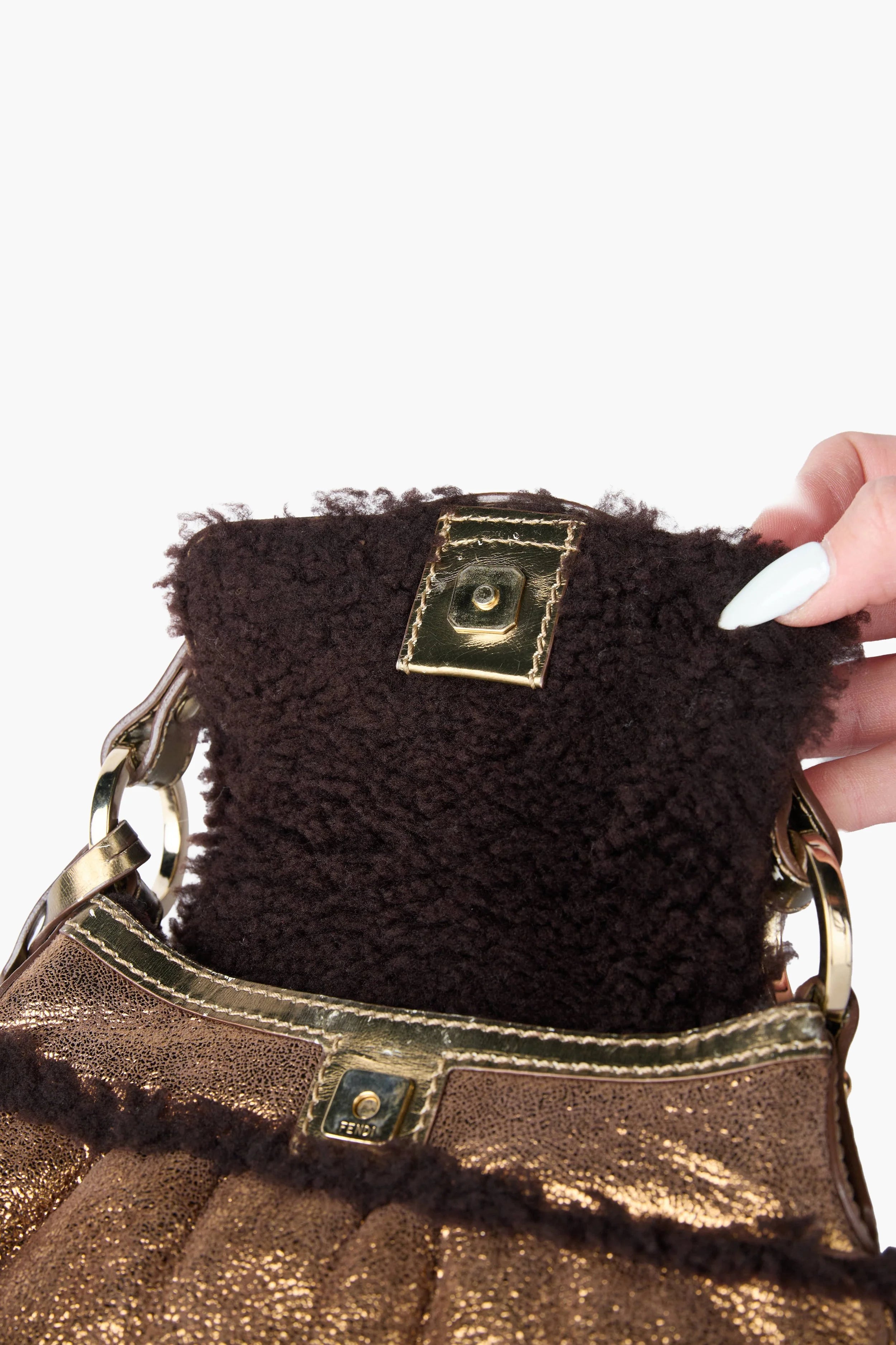 Fendi Bronze Shearling Mini Chef