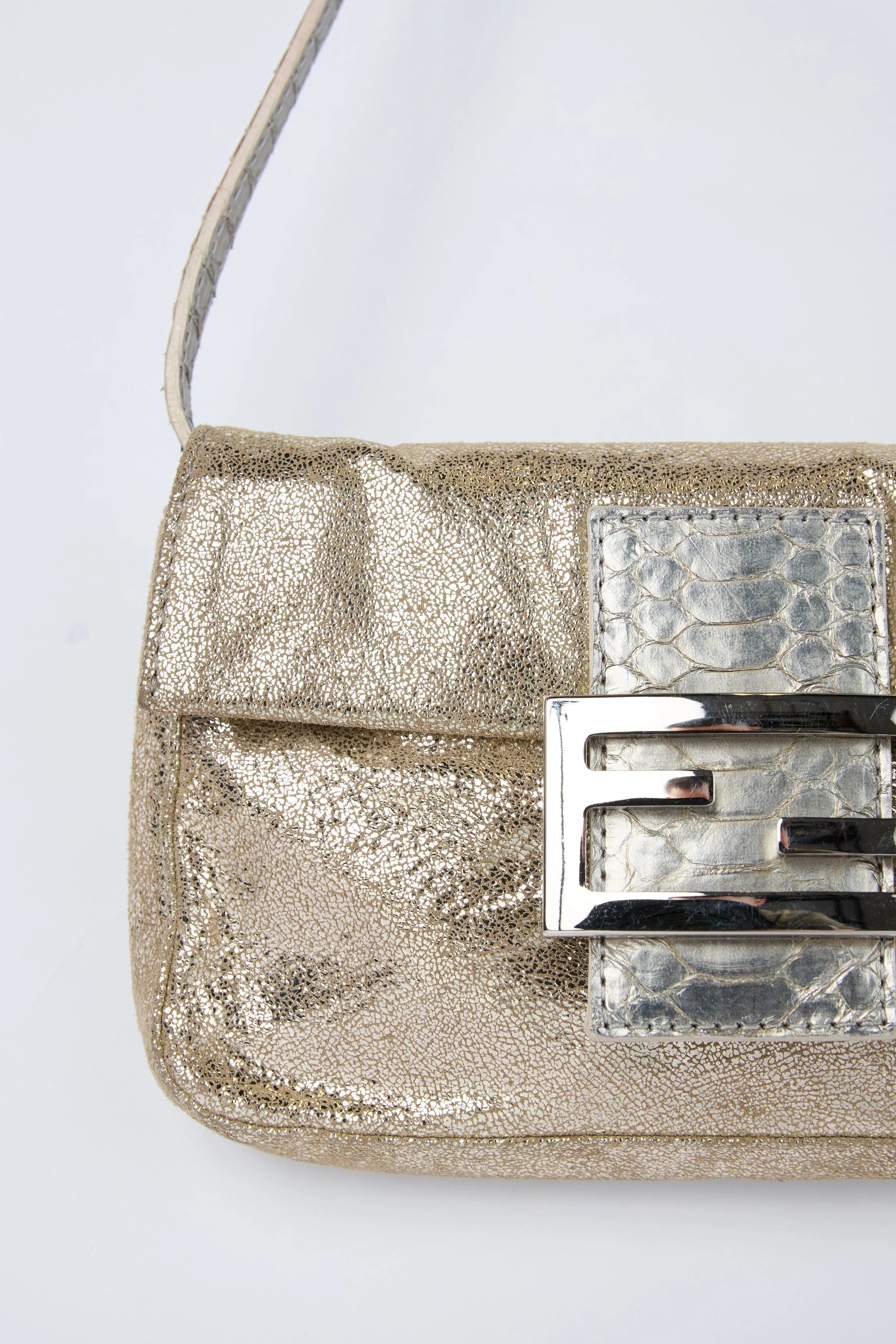 FENDI METALLIC GOLD MINI BAGUETTE