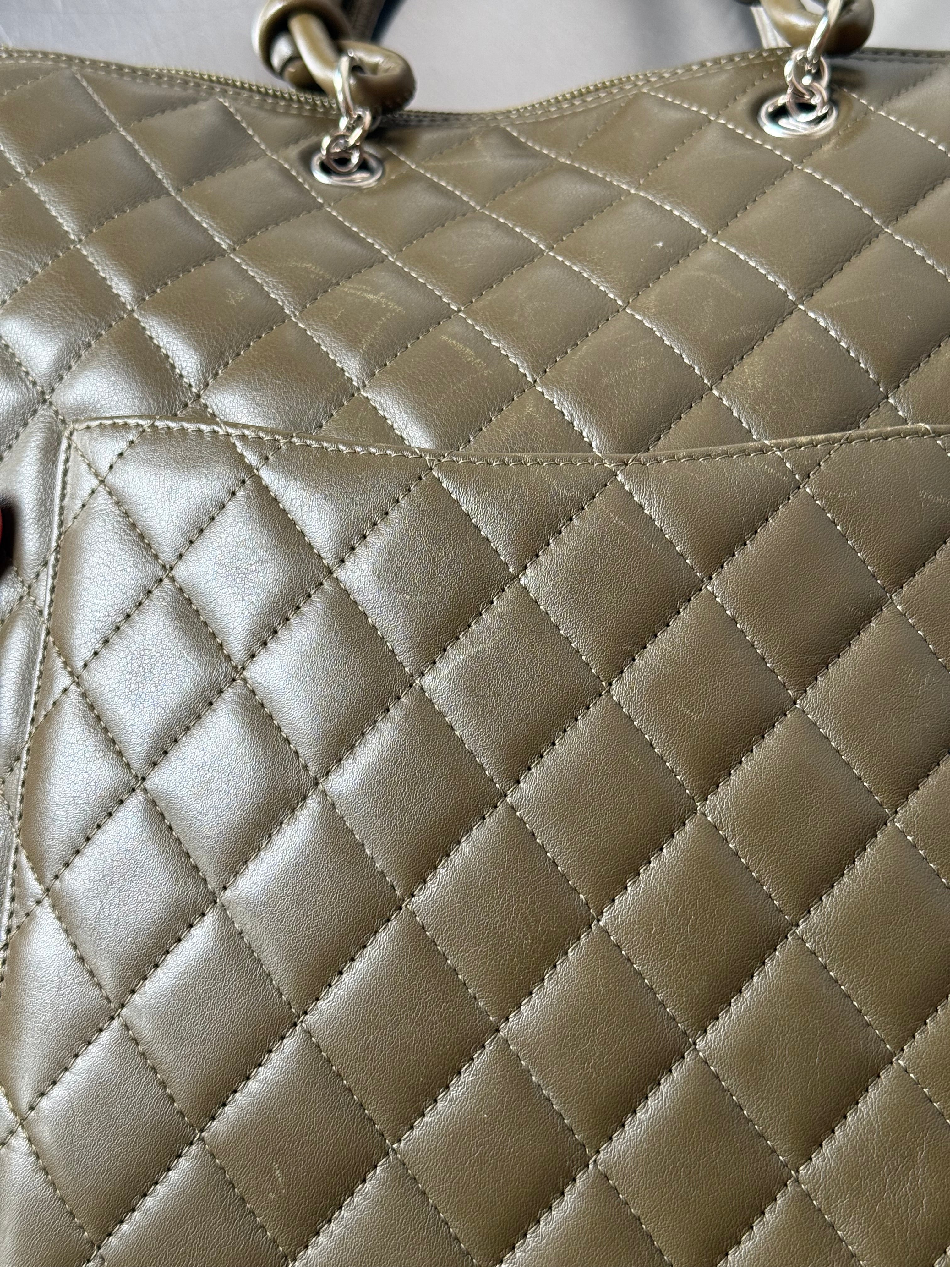 CHANEL KHAKI LIGNE CAMBON TOTE