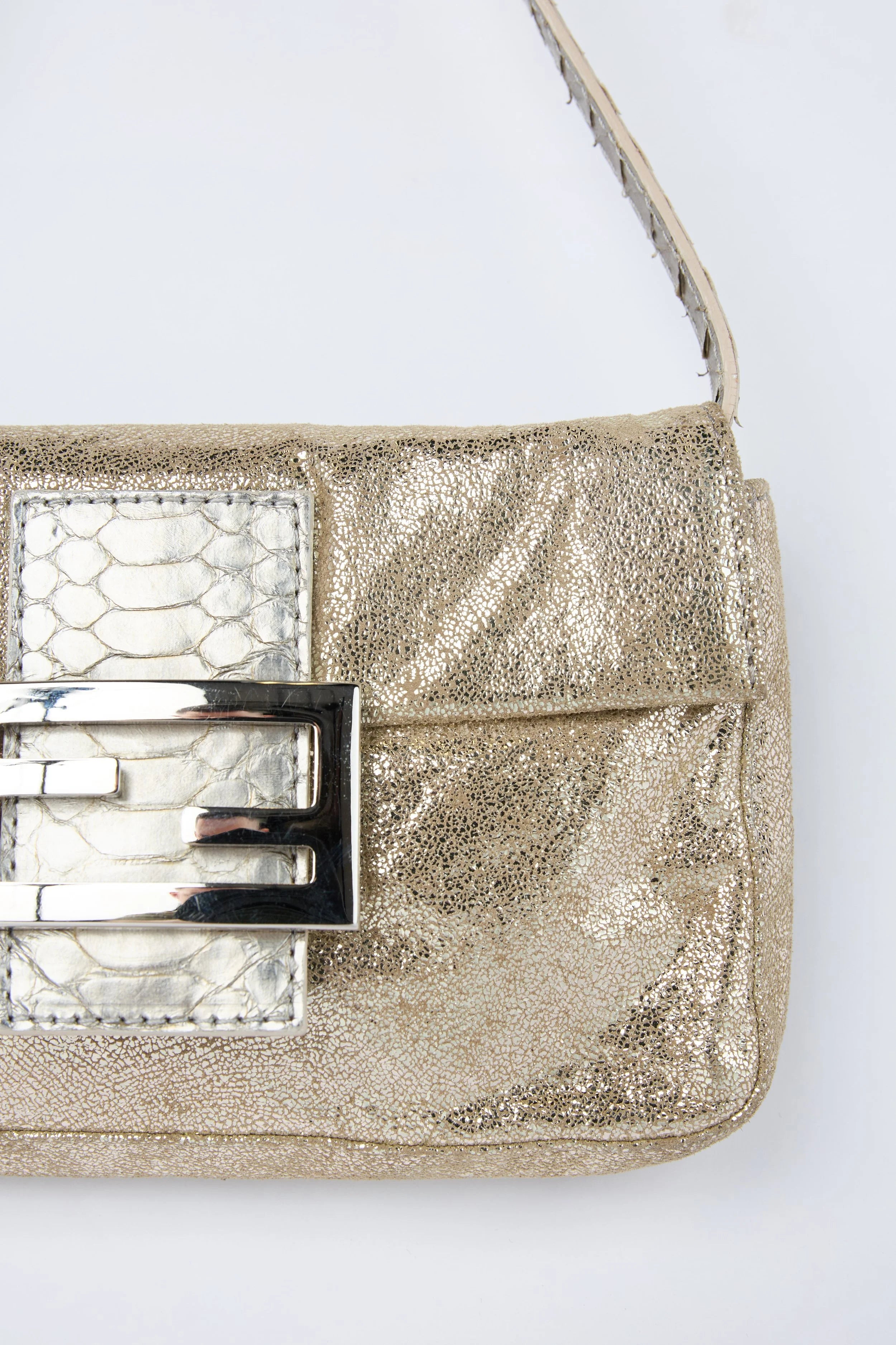 FENDI METALLIC GOLD MINI BAGUETTE