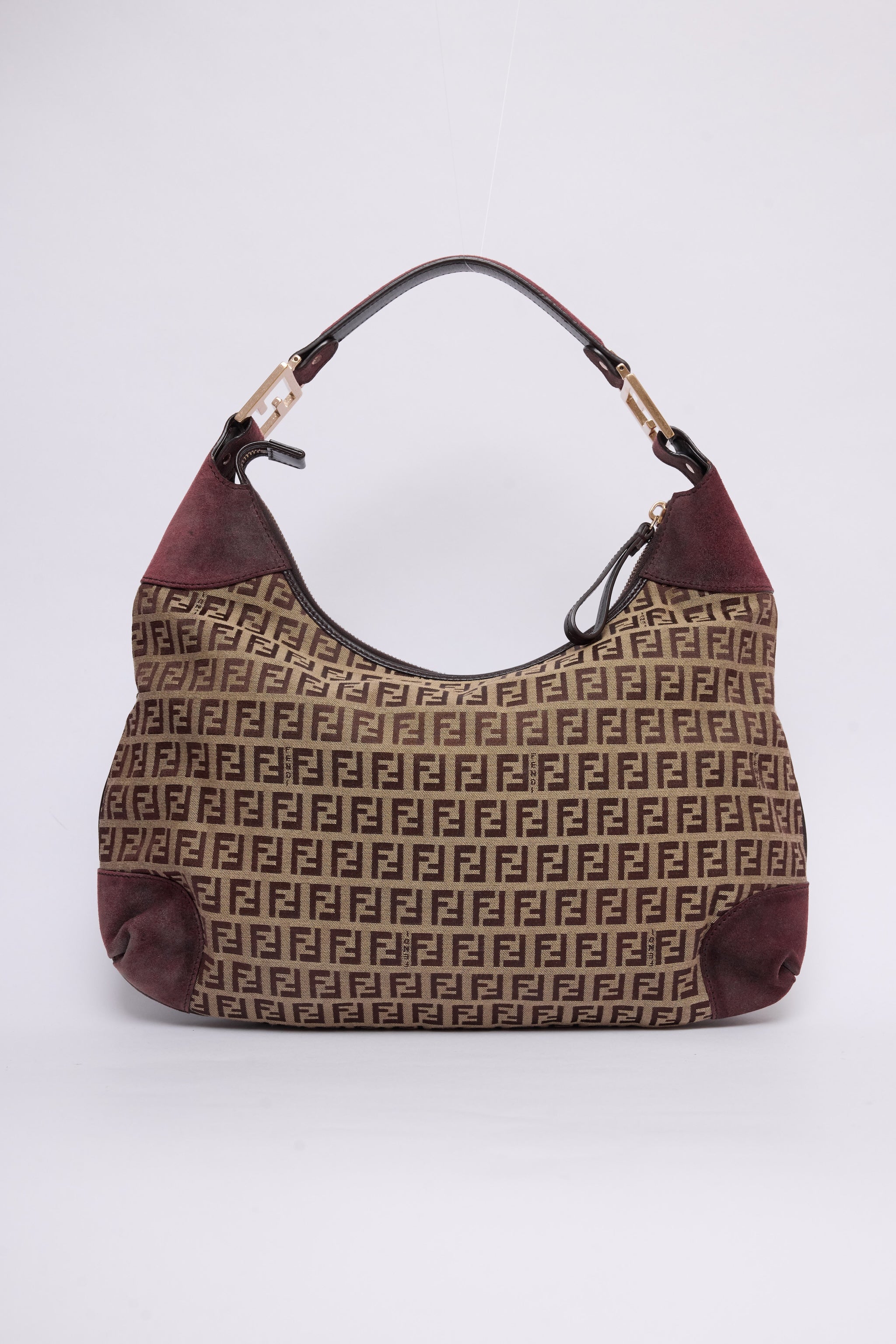 FENDI ZUCCHINO VELVET & CANVAS HOBO