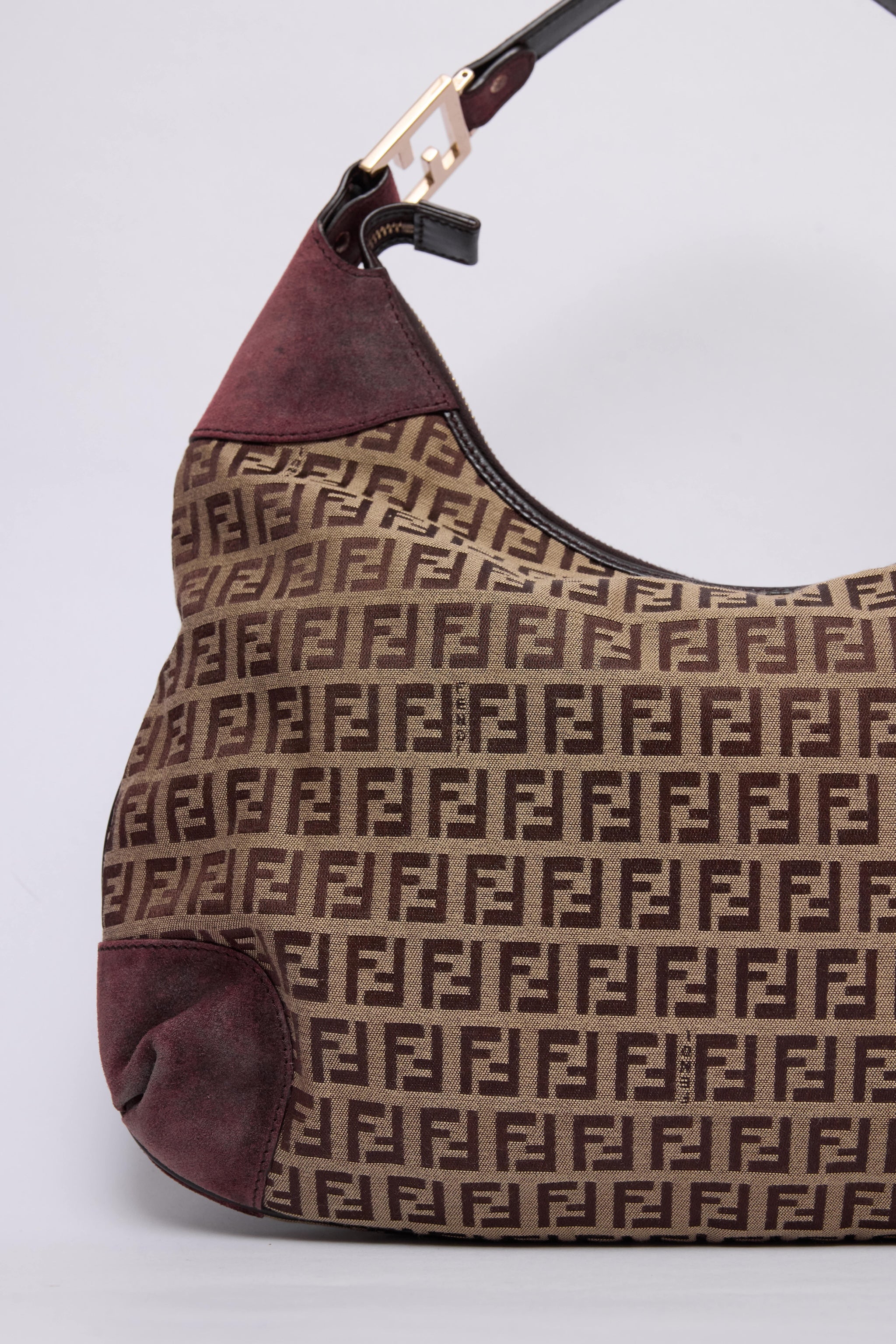 FENDI ZUCCHINO VELVET & CANVAS HOBO