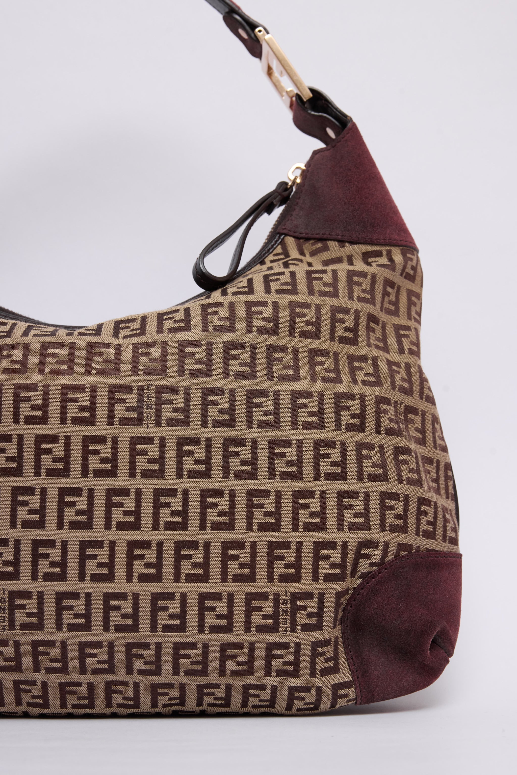 FENDI ZUCCHINO VELVET & CANVAS HOBO