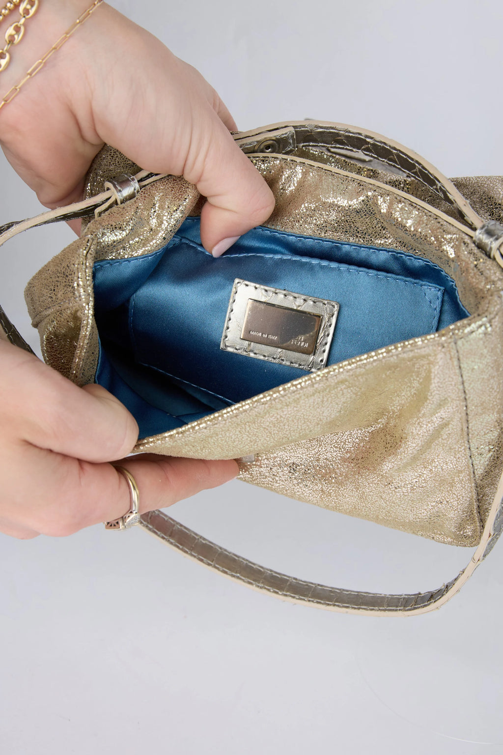 FENDI METALLIC GOLD MINI BAGUETTE